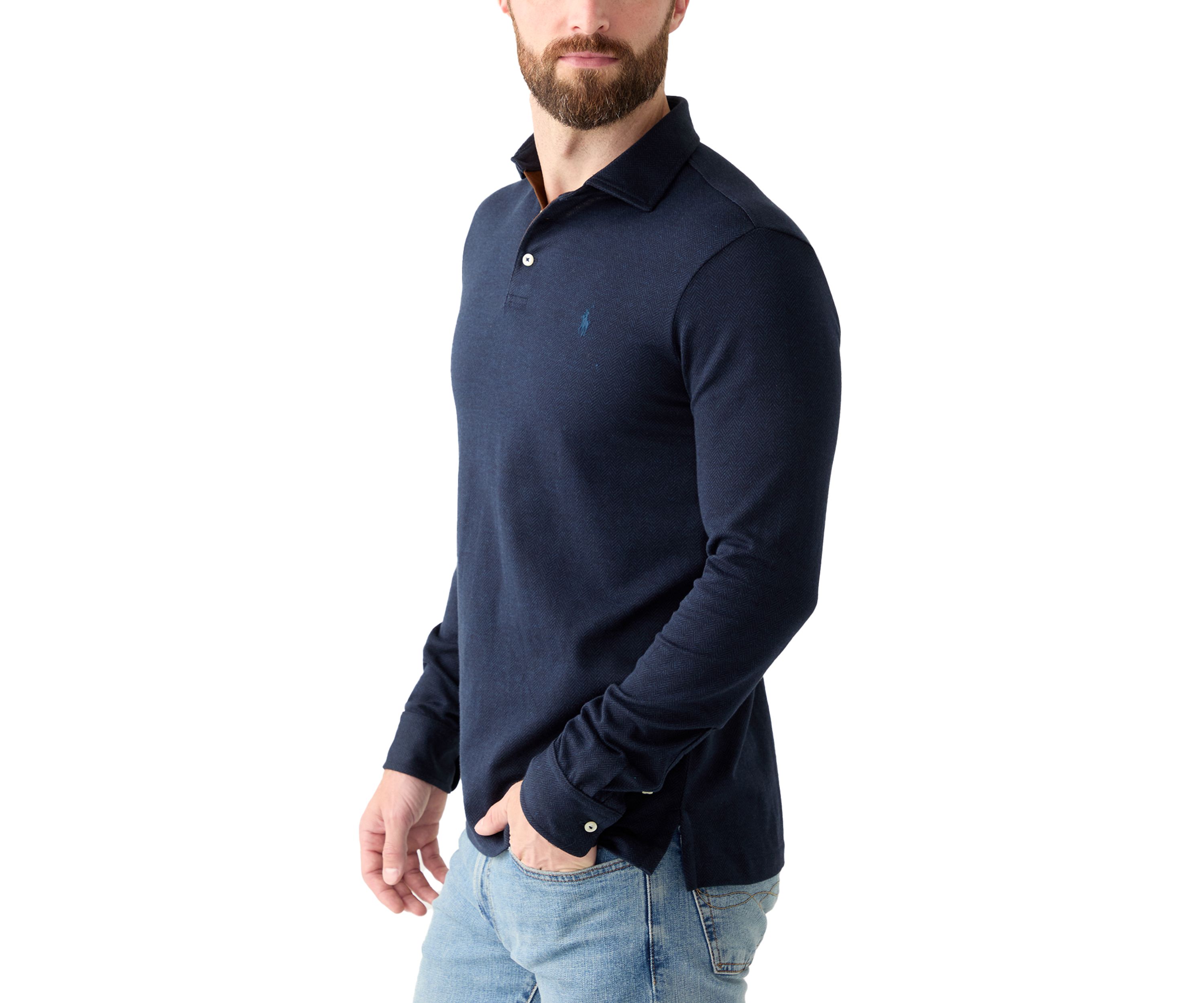Custom Slim Fit Herringbone Polo Shirt