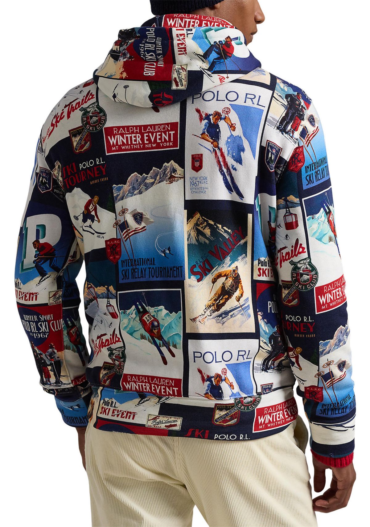 Patchwork-Ski-Print Fleece Hoodie