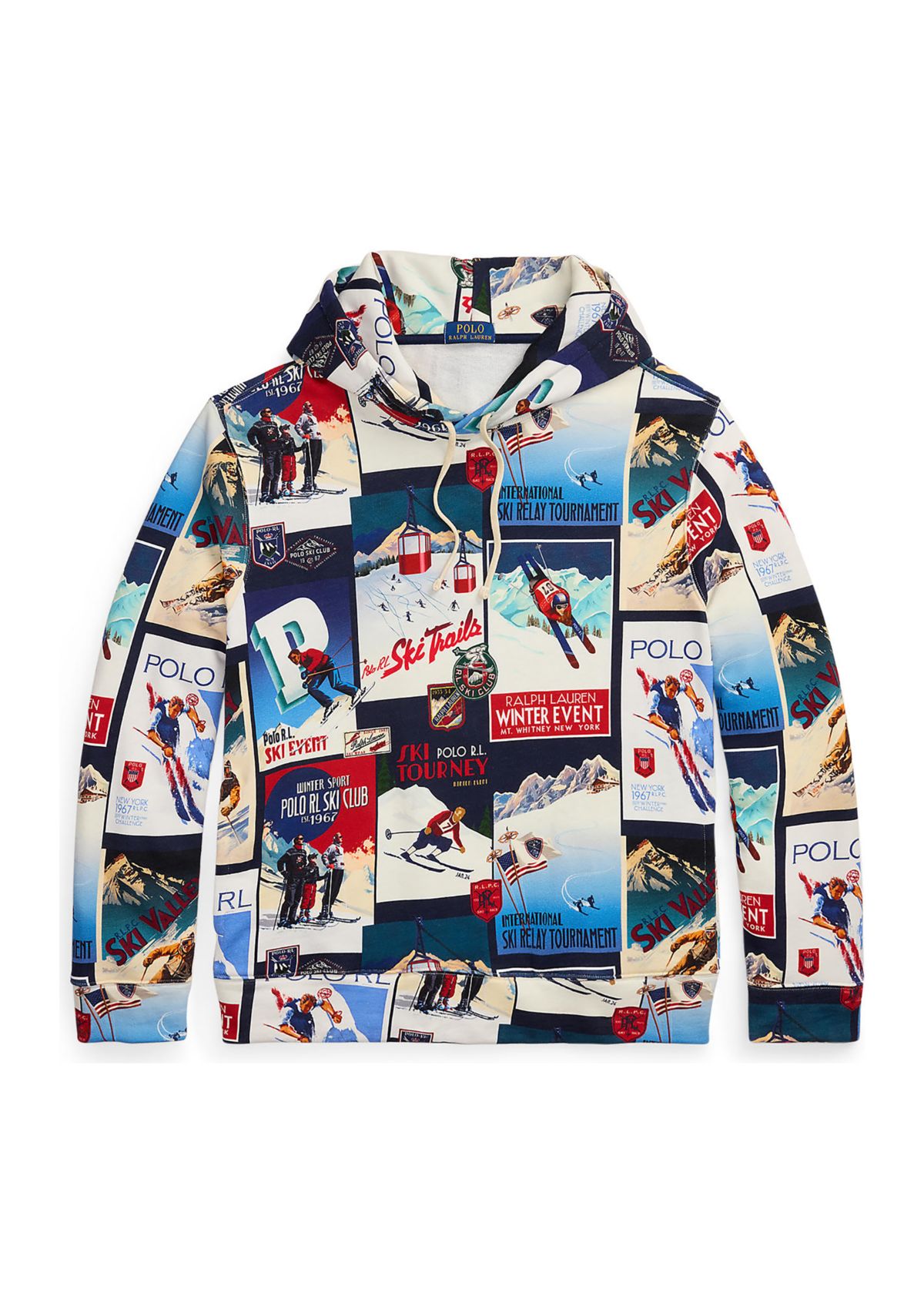 Patchwork-Ski-Print Fleece Hoodie