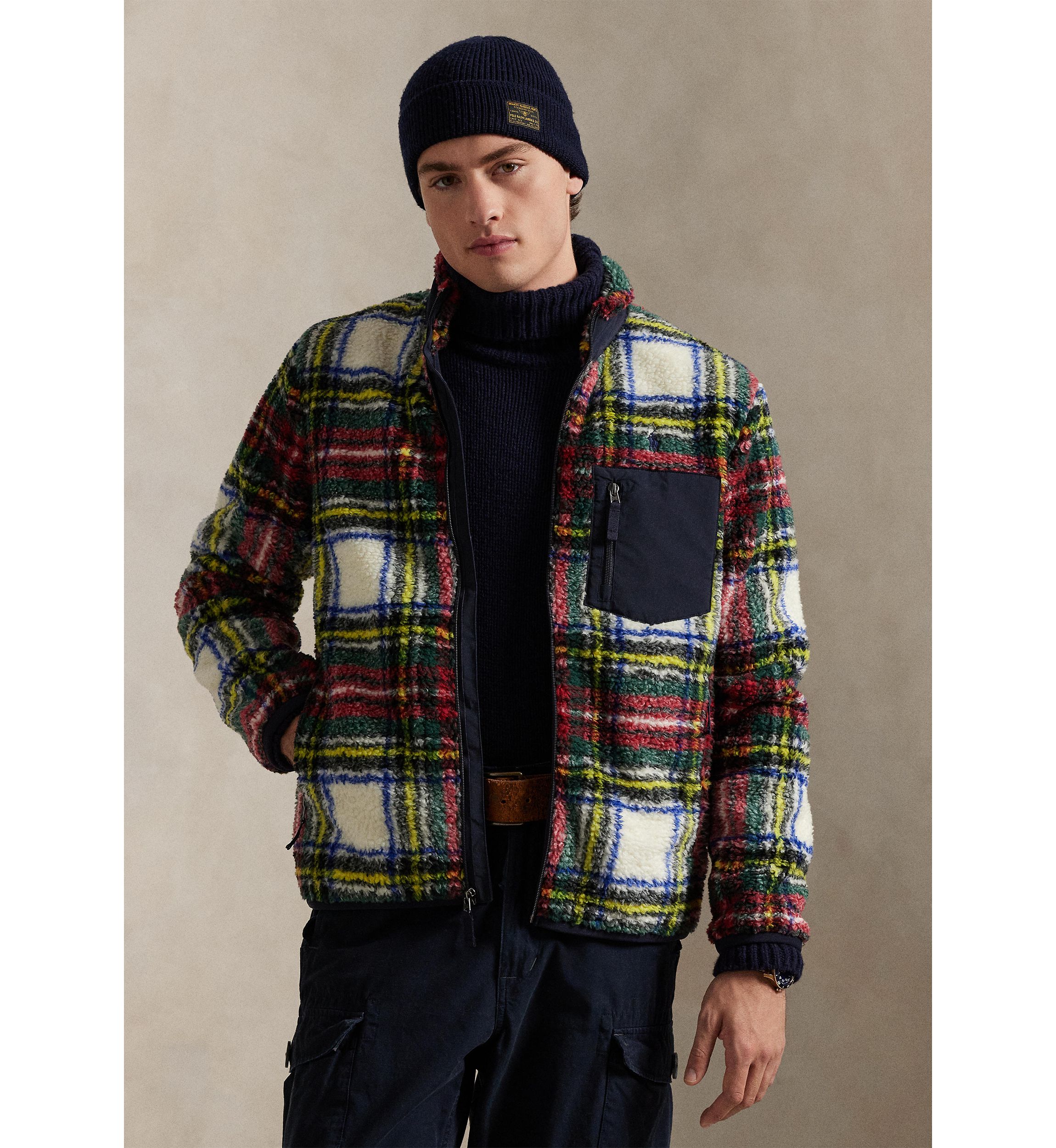 Plaid Pile Fleece Hybrid Jacket