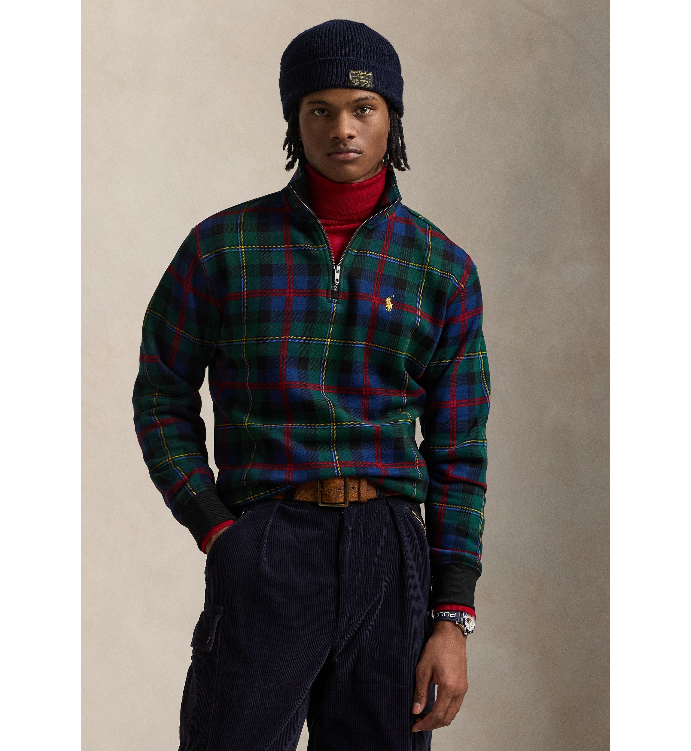 Plaid Sueded Fleece Pullover