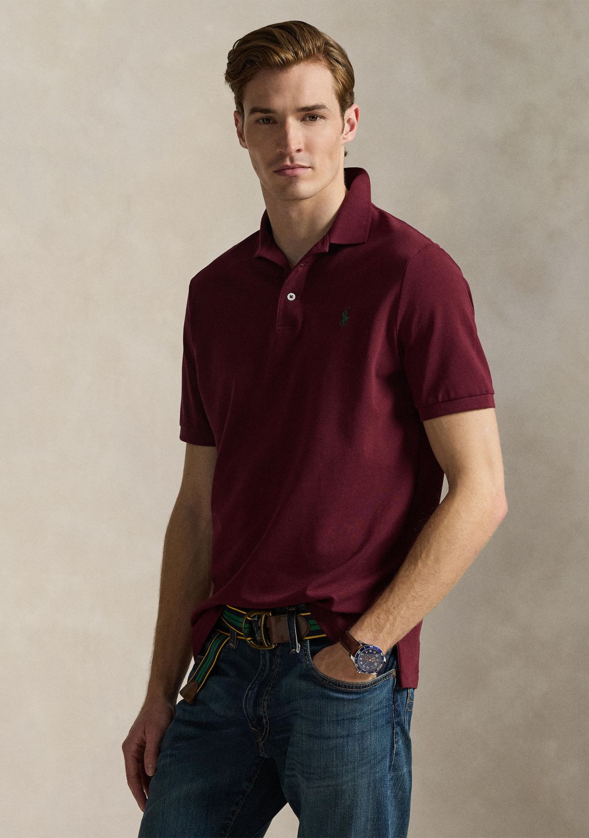 Classic Fit Stretch Mesh Polo Shirt