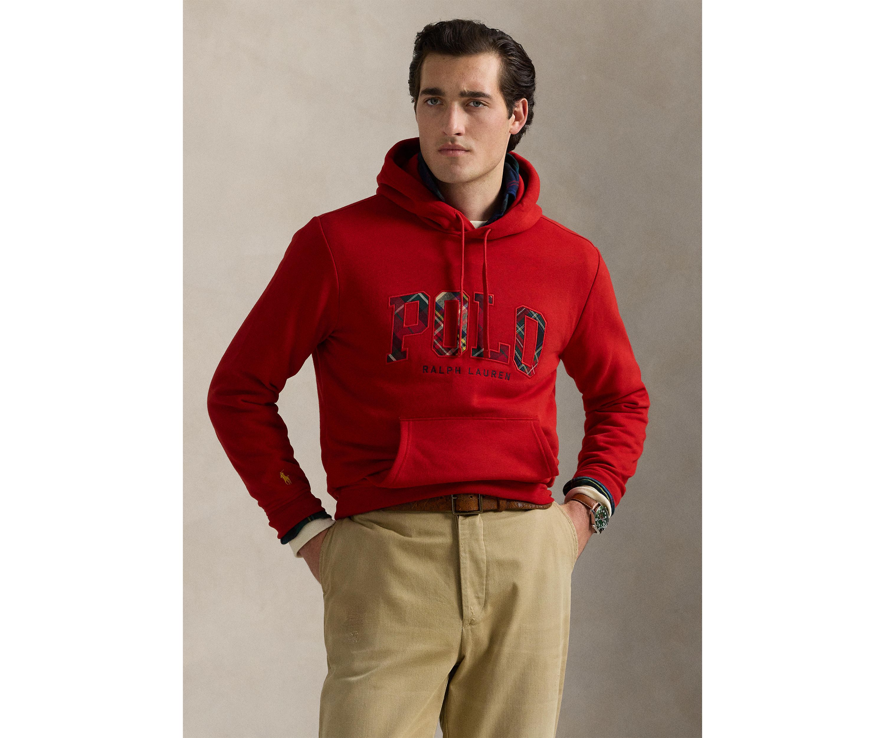 The RL Fleece Plaid Logo Hoodie