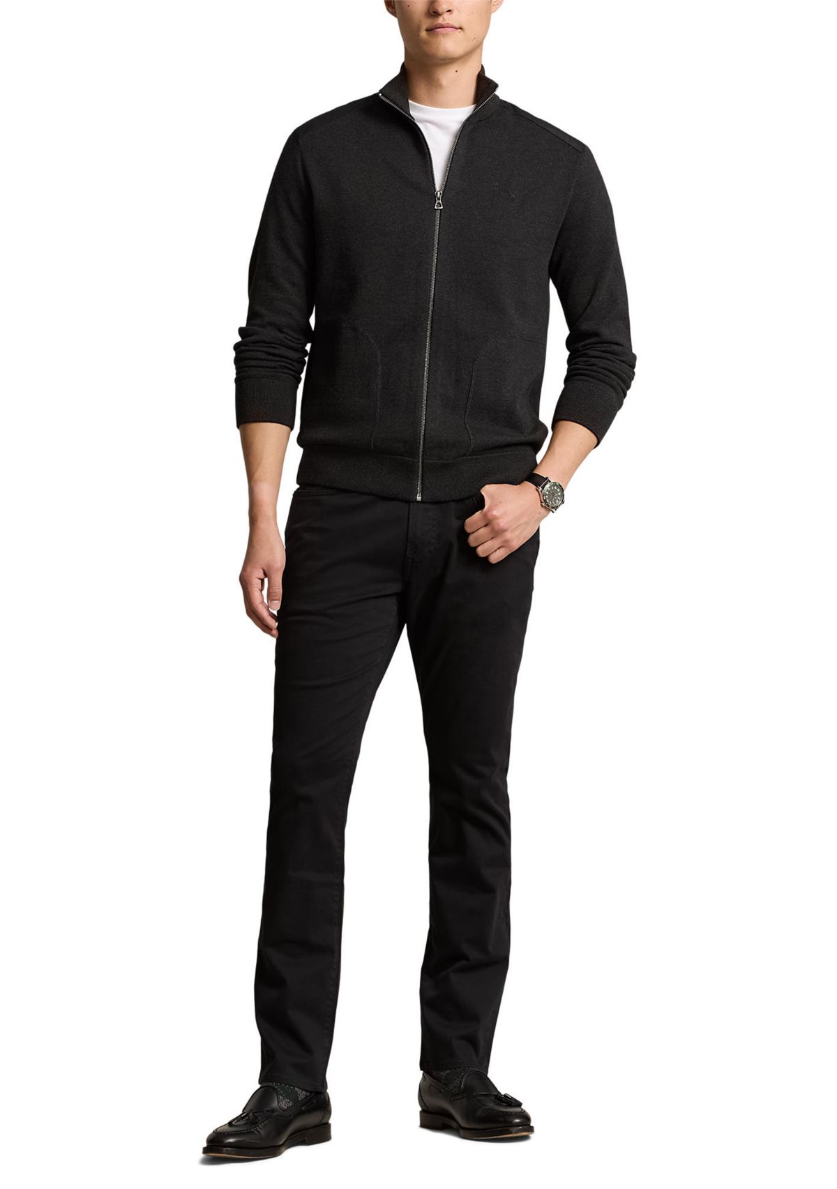 Hybrid Full Zip Mock Neck Sweater