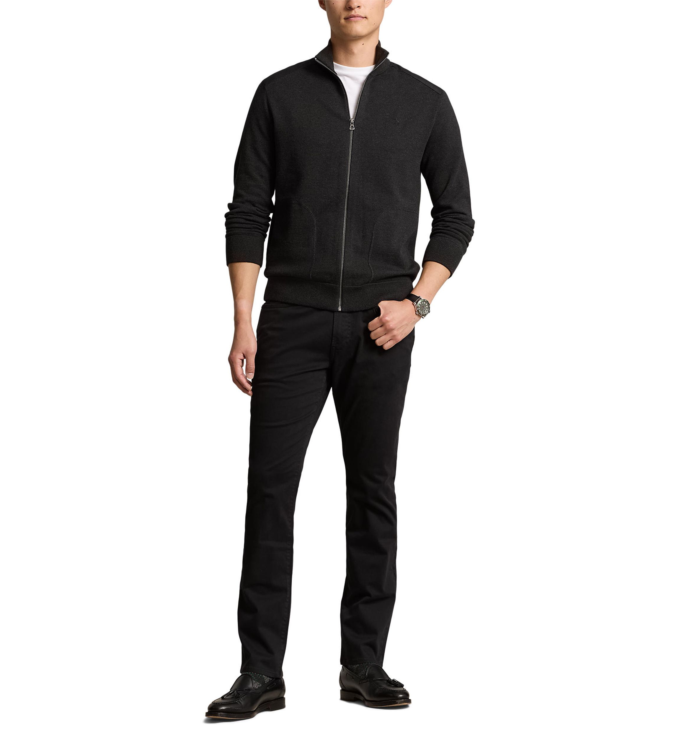 Hybrid Full Zip Mock Neck Sweater