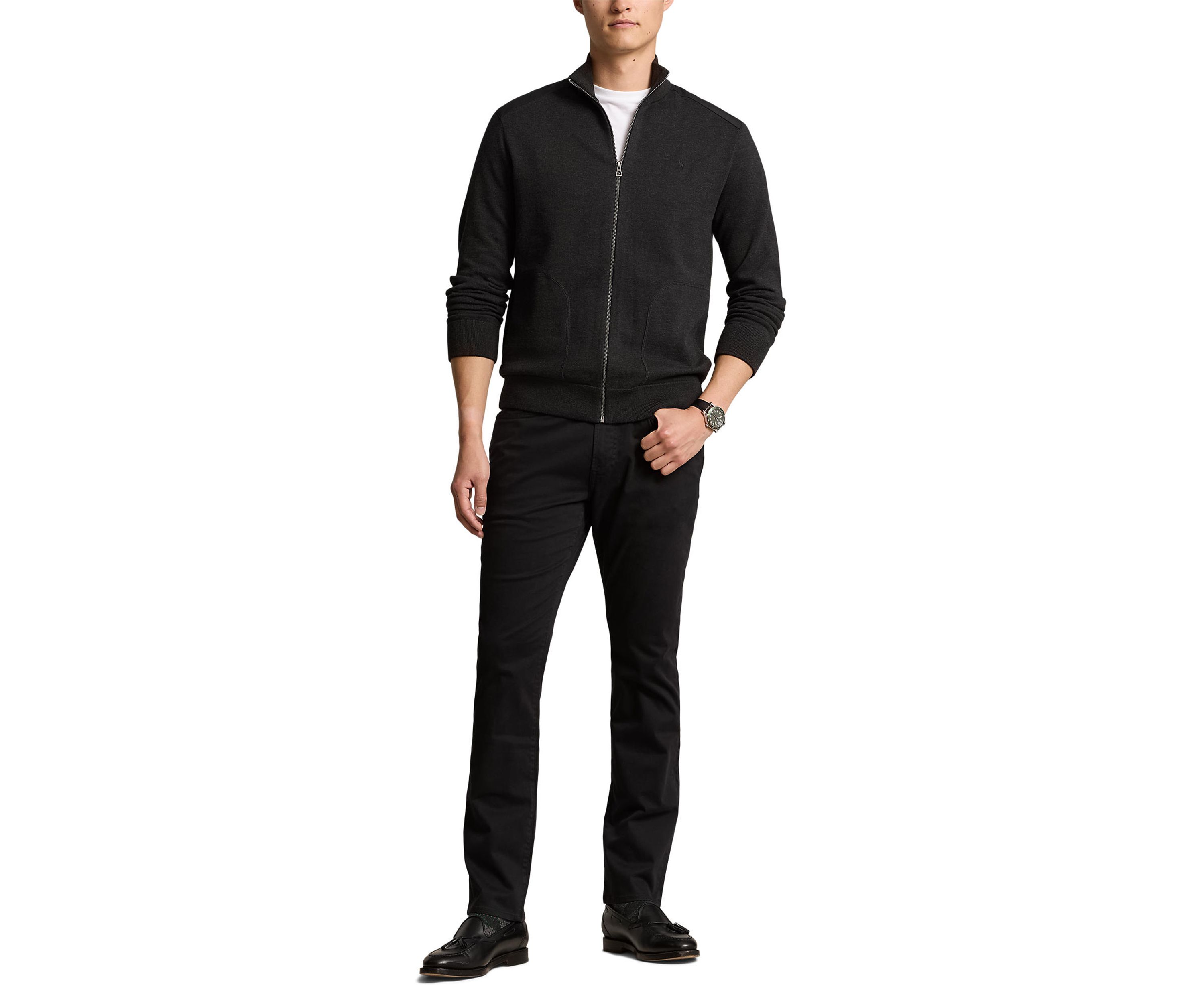 Hybrid Full Zip Mock Neck Sweater