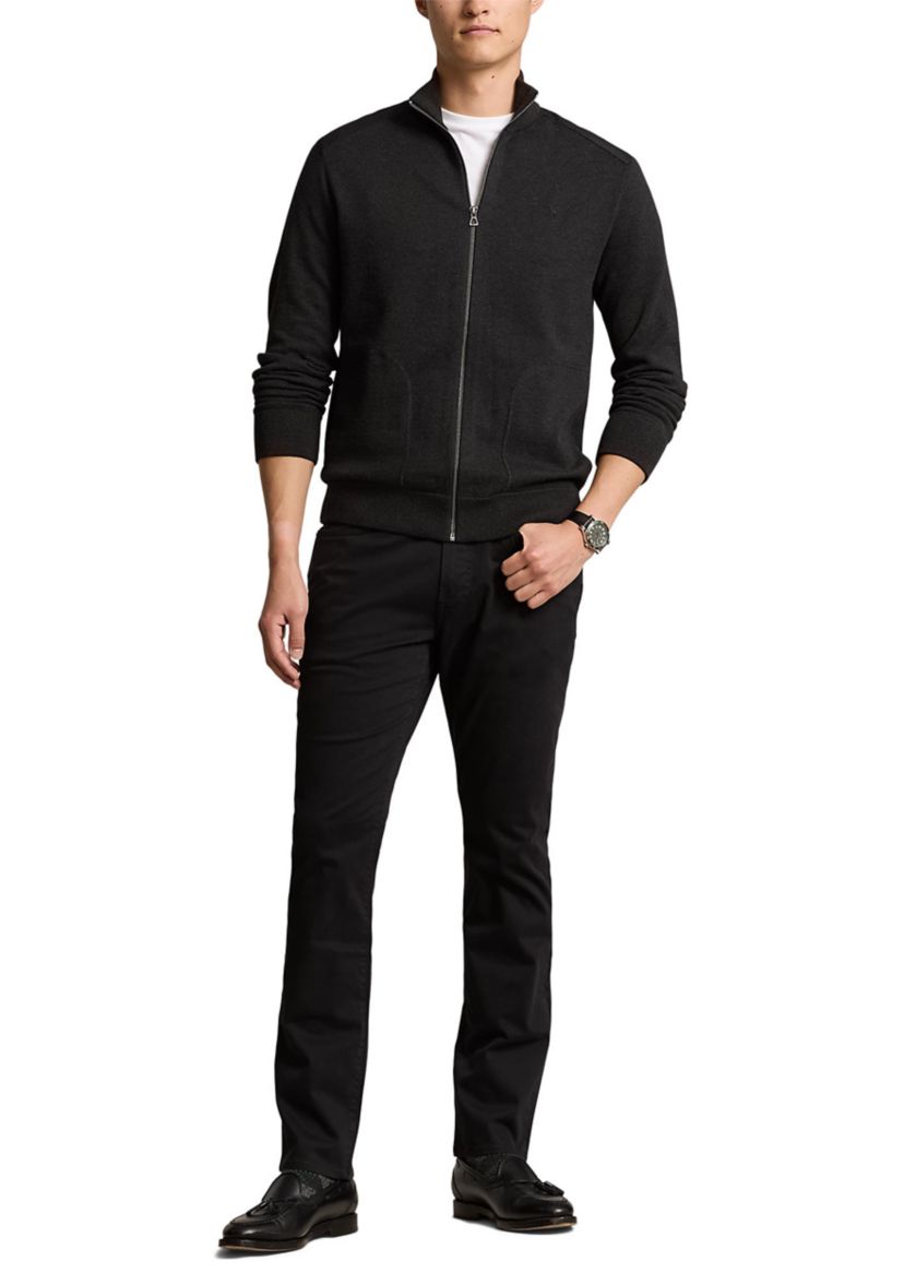Hybrid Full Zip Mock Neck Sweater