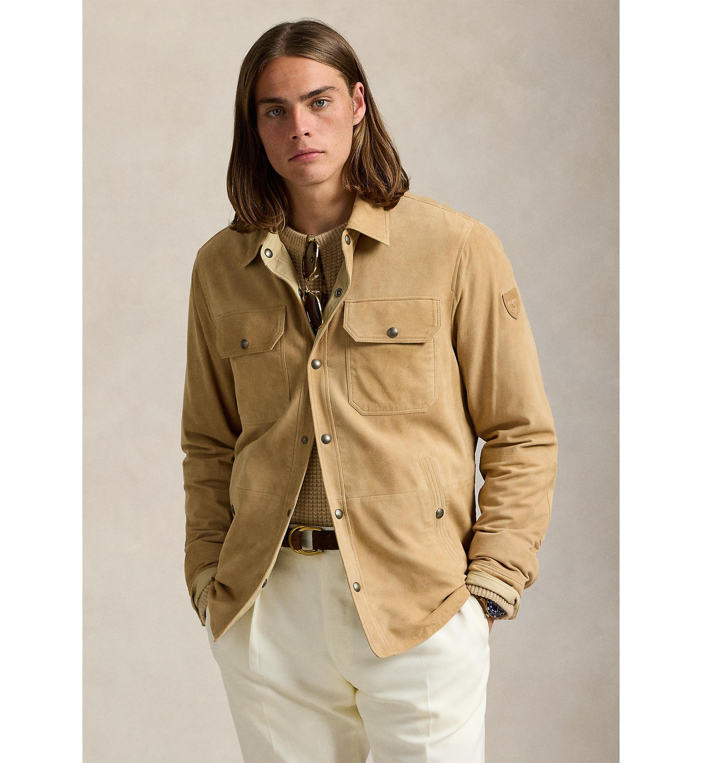 Reversible Suede-Taffeta Shirt Jacket