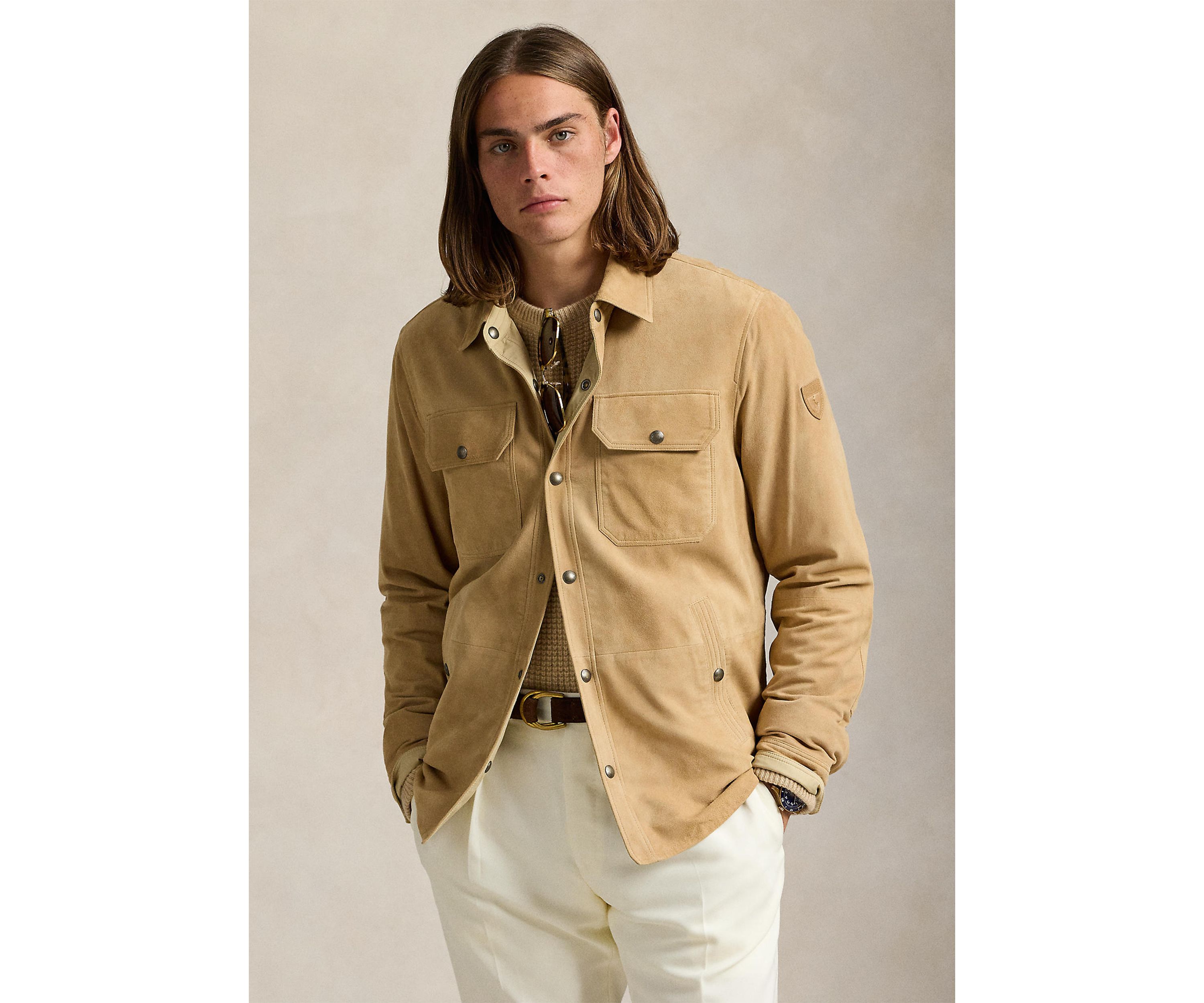 Reversible Suede-Taffeta Shirt Jacket