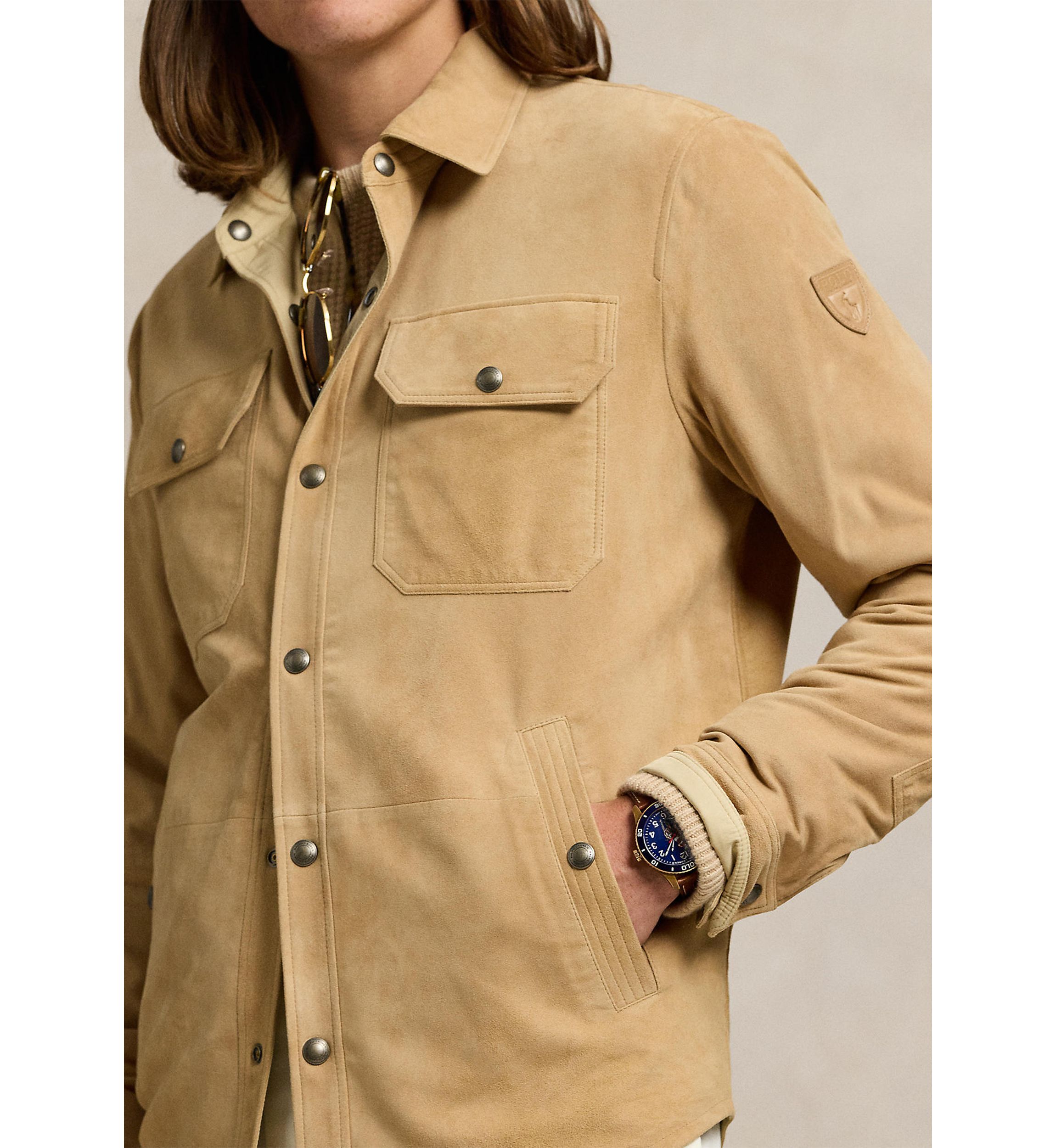 Reversible Suede-Taffeta Shirt Jacket