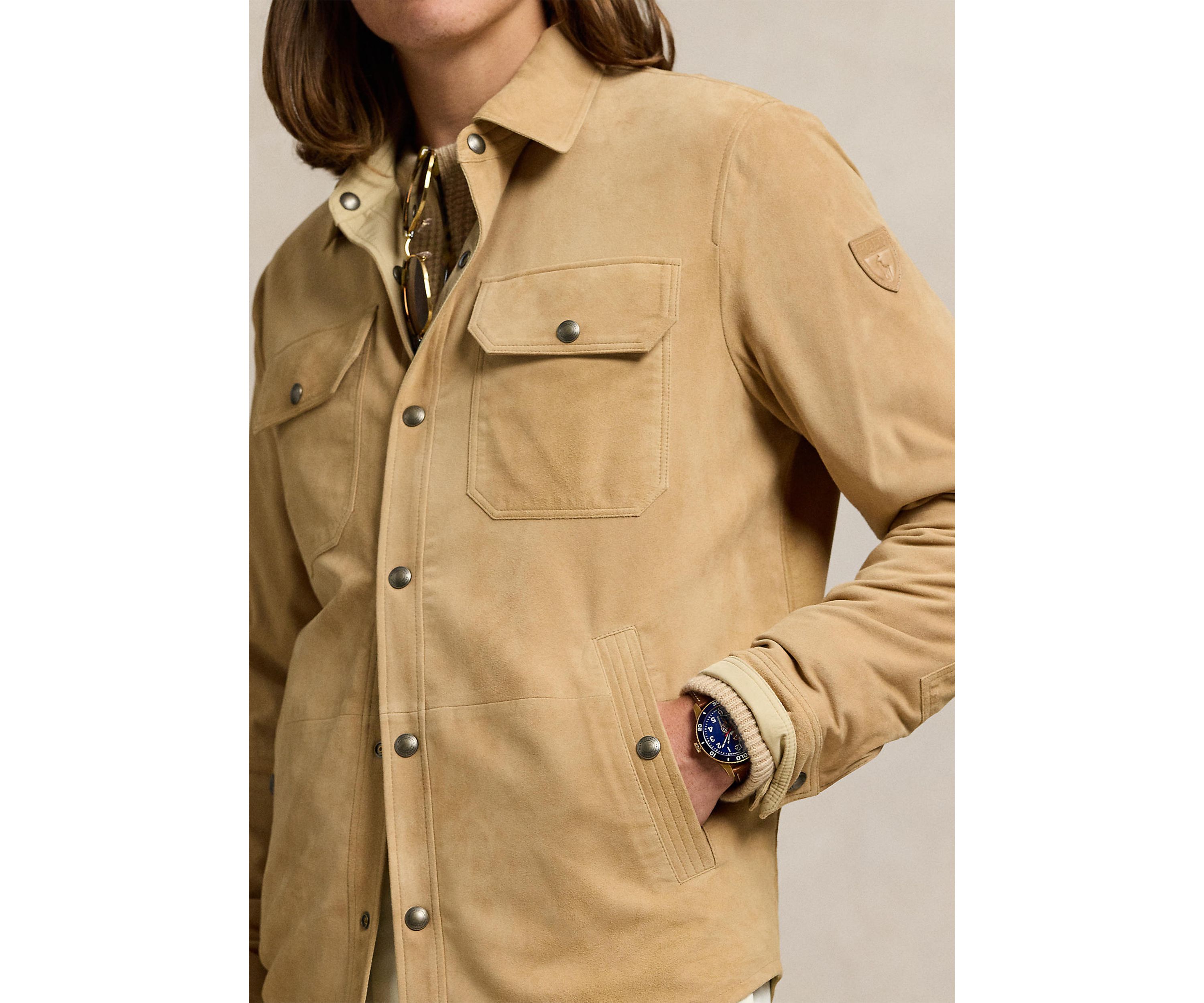 Reversible Suede-Taffeta Shirt Jacket