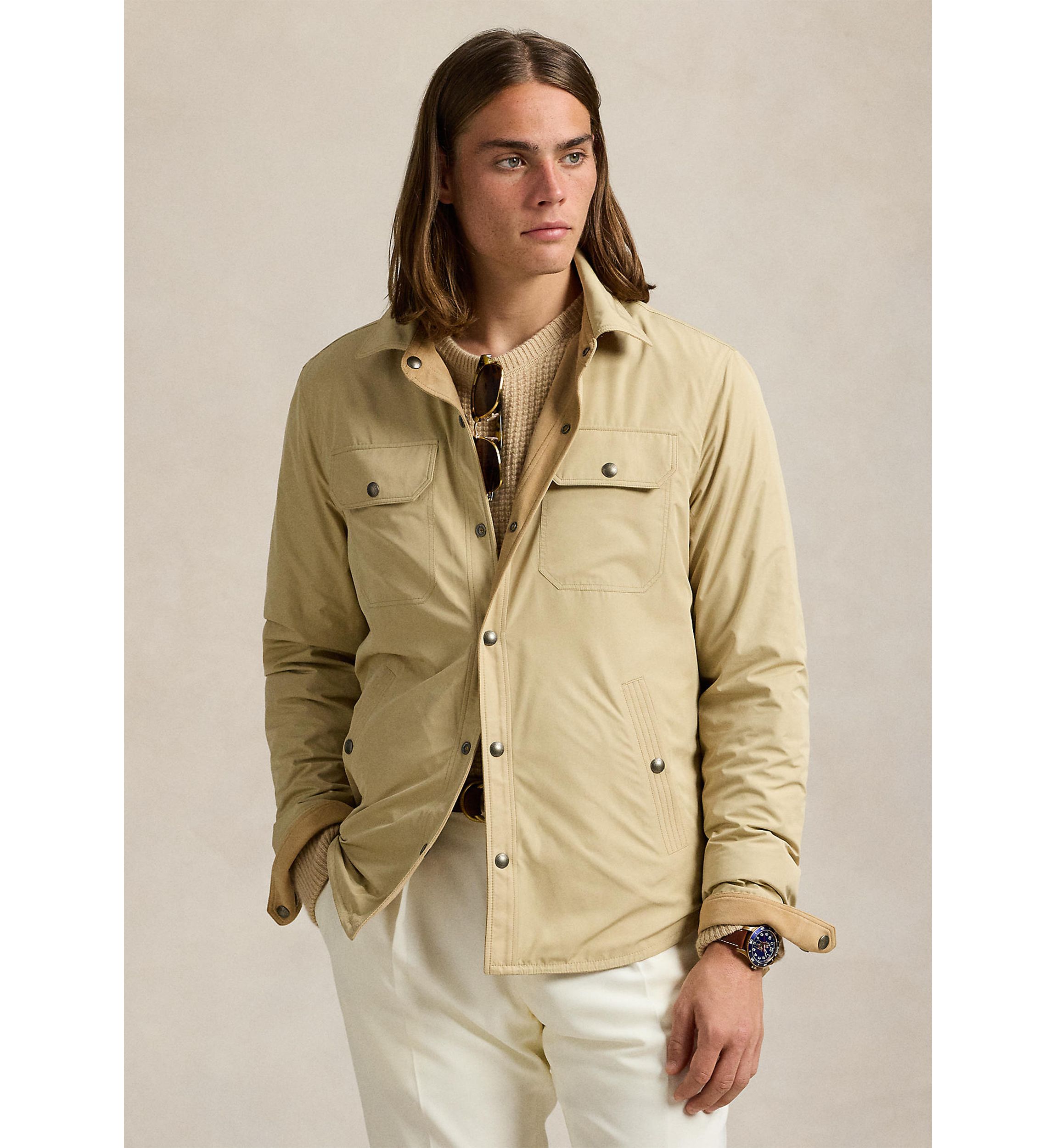 Reversible Suede-Taffeta Shirt Jacket