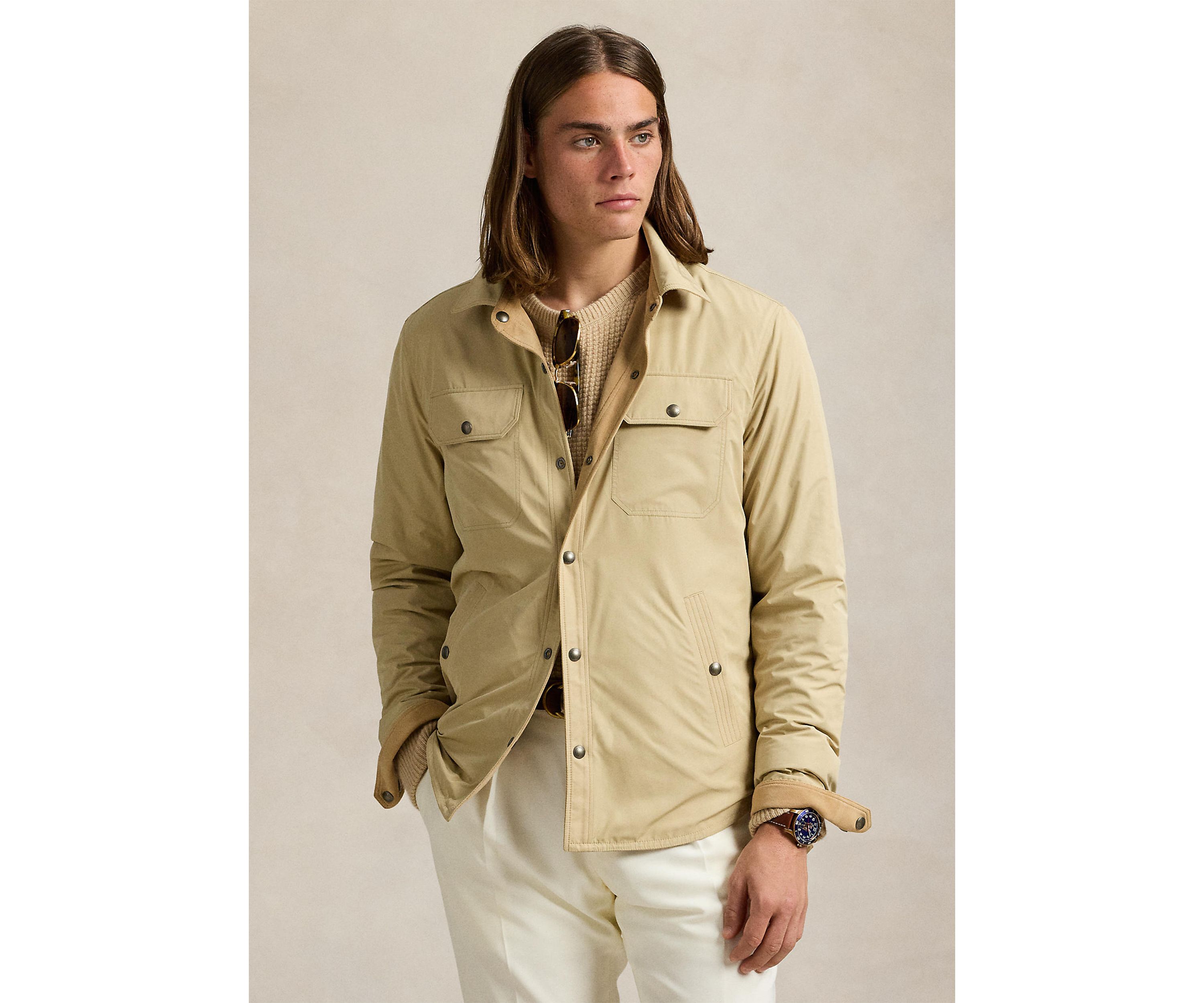 Reversible Suede-Taffeta Shirt Jacket