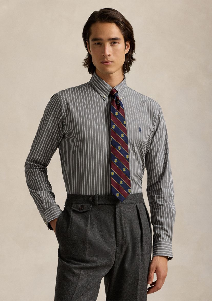 Classic Fit Striped Stretch Poplin Shirt