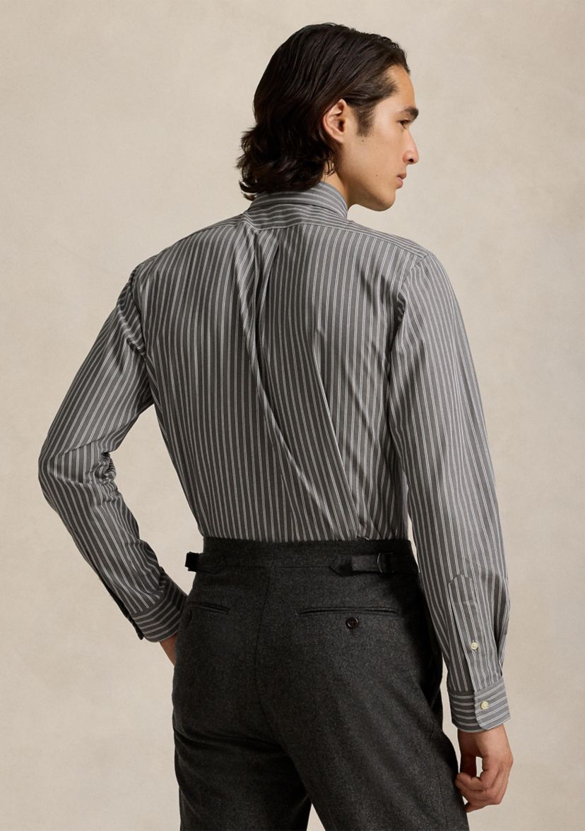 Classic Fit Striped Stretch Poplin Shirt