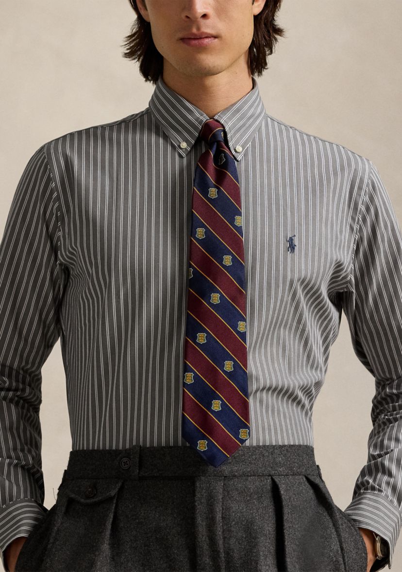 Classic Fit Striped Stretch Poplin Shirt