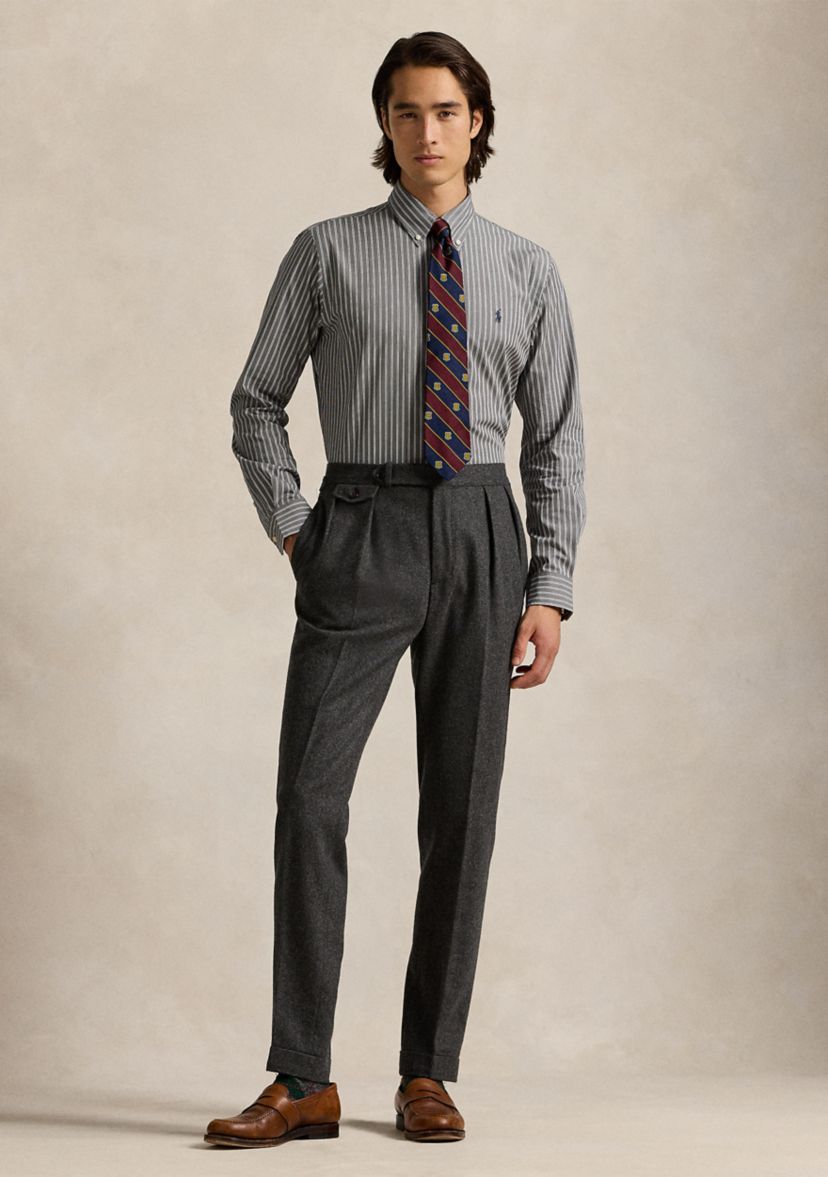 Classic Fit Striped Stretch Poplin Shirt