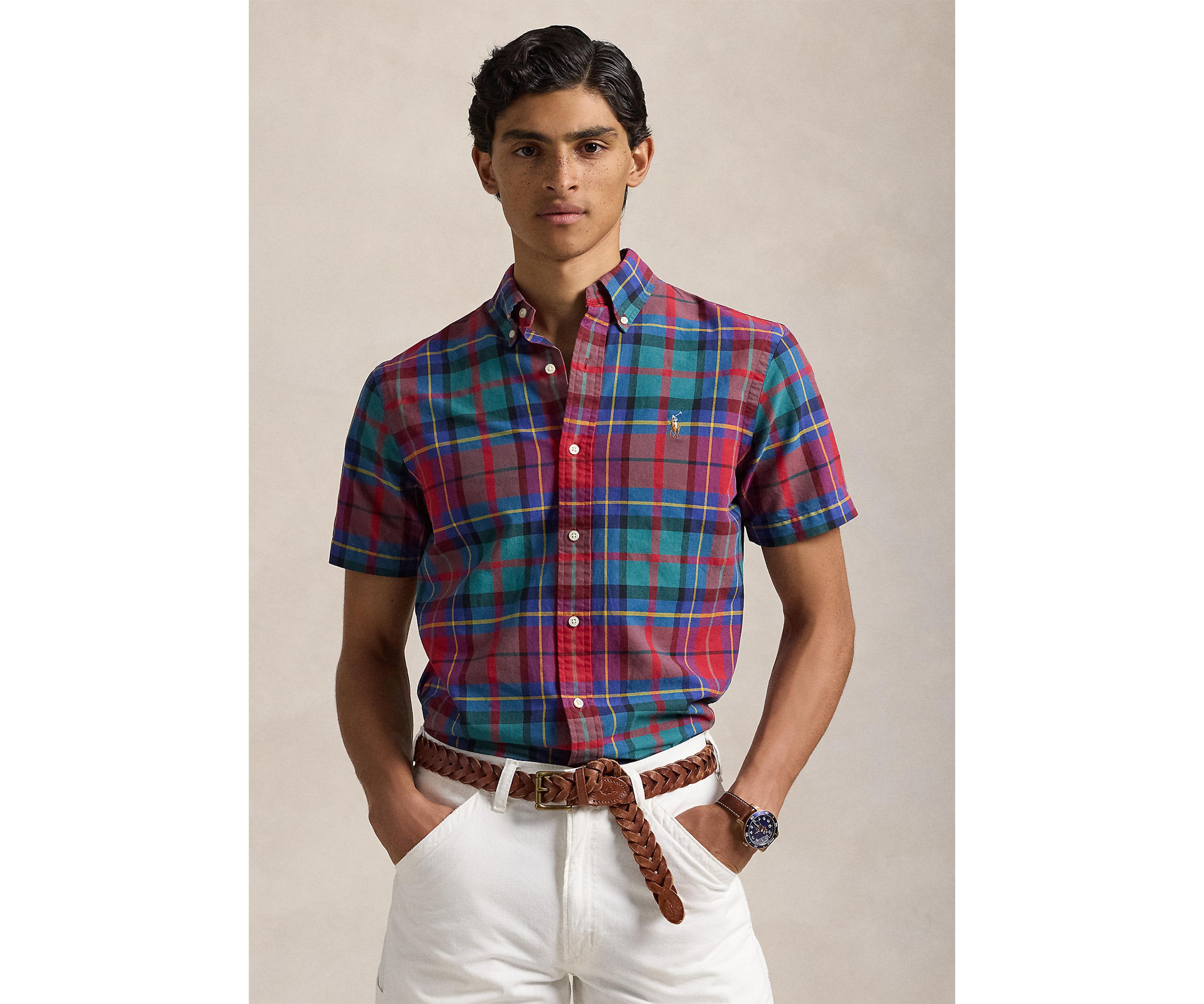 Classic Fit Plaid Oxford Shirt