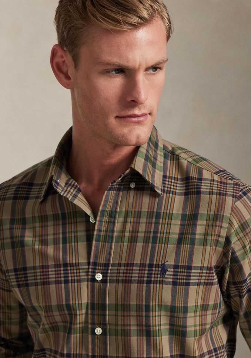 Mens Classic Fit Plaid Performance Shirt