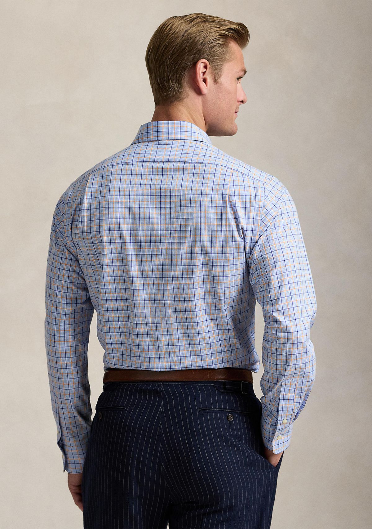 Classic Fit Plaid Stretch Poplin Shirt