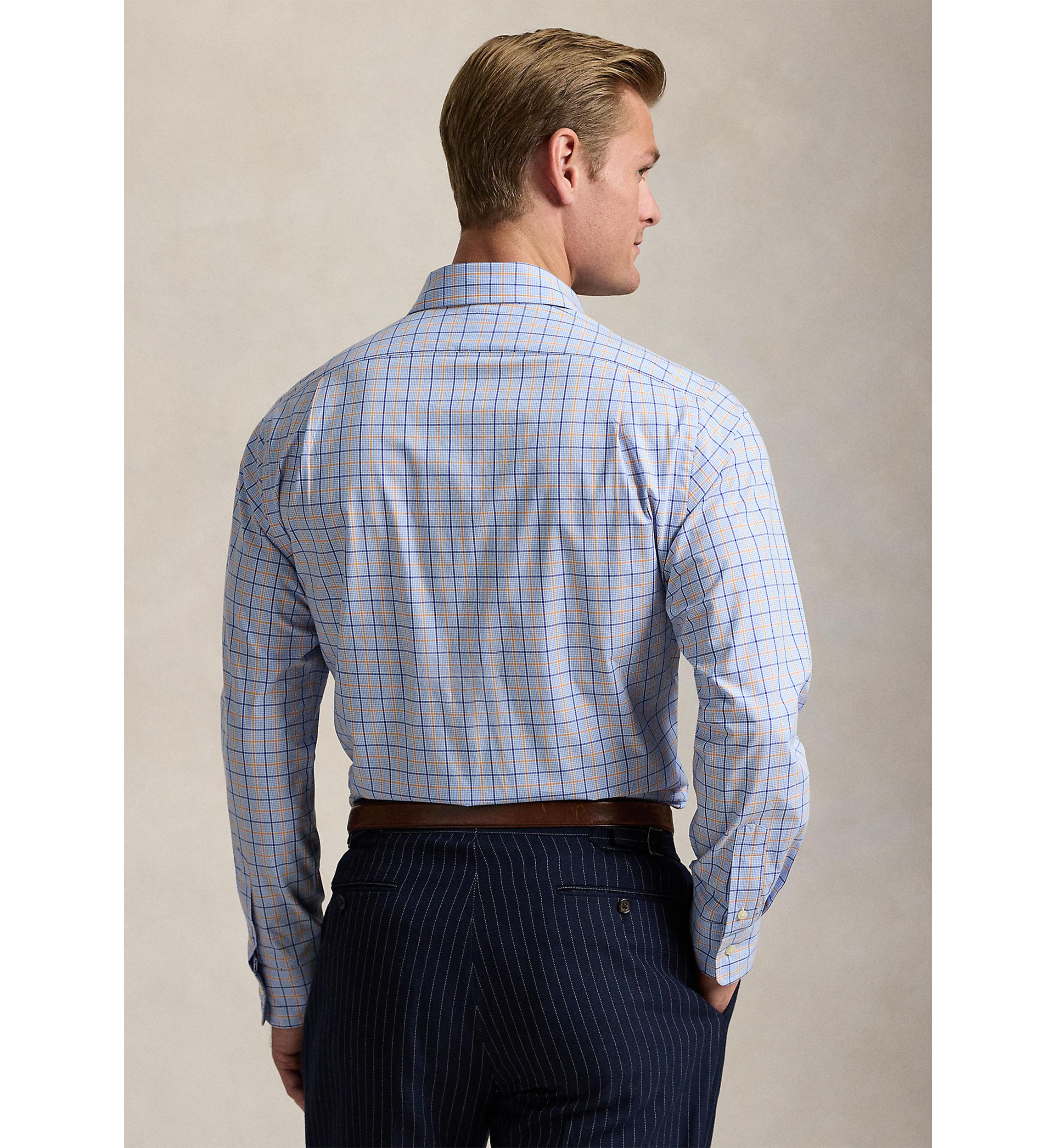 Classic Fit Plaid Stretch Poplin Shirt
