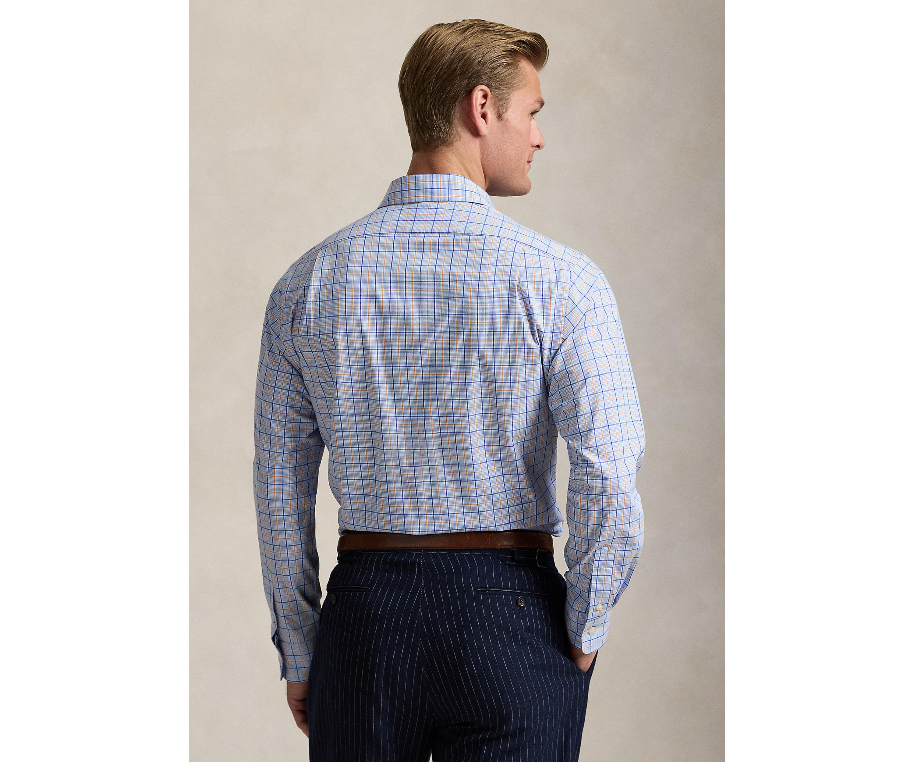 Classic Fit Plaid Stretch Poplin Shirt
