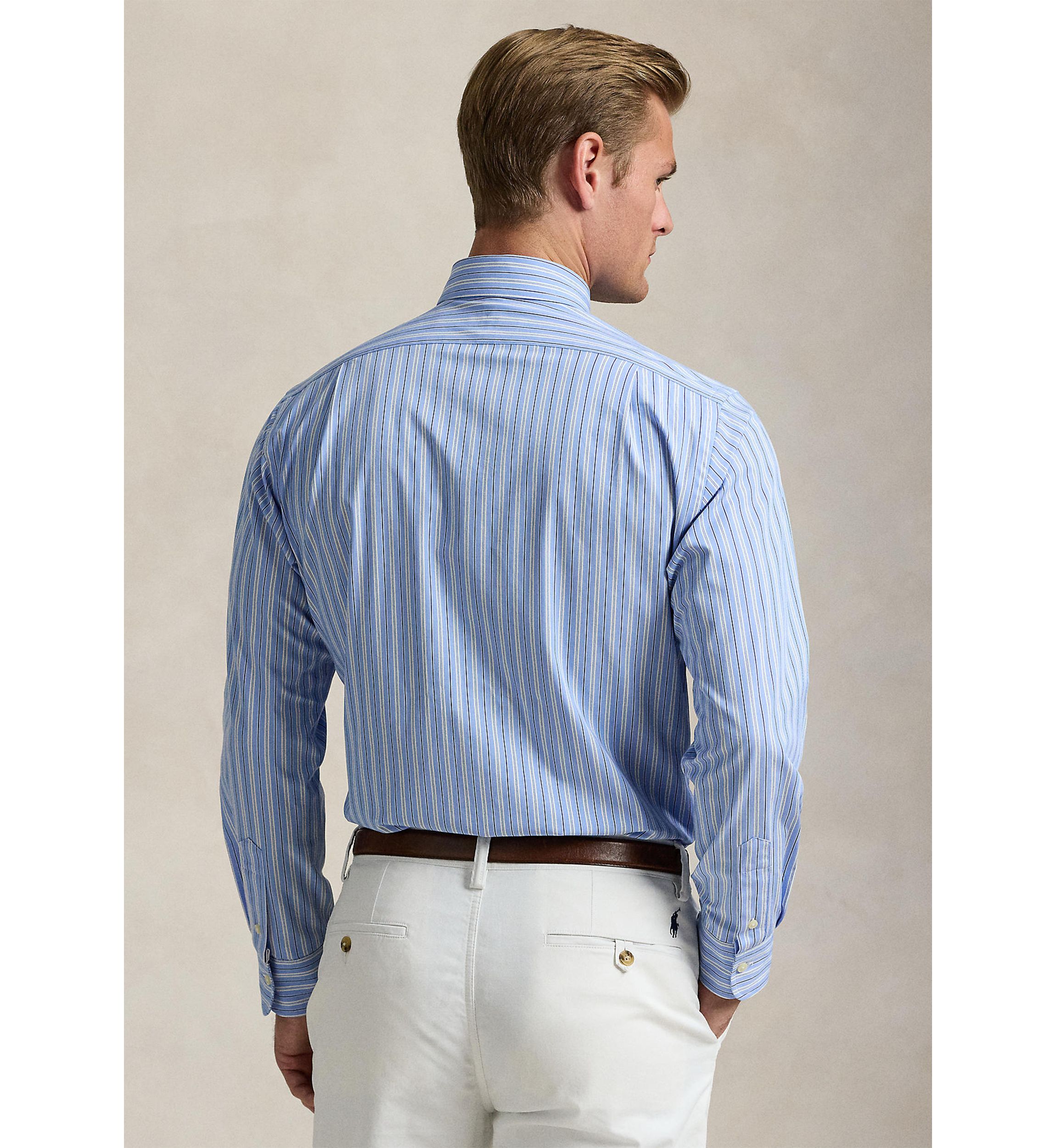 Classic Fit Striped Stretch Poplin Shirt
