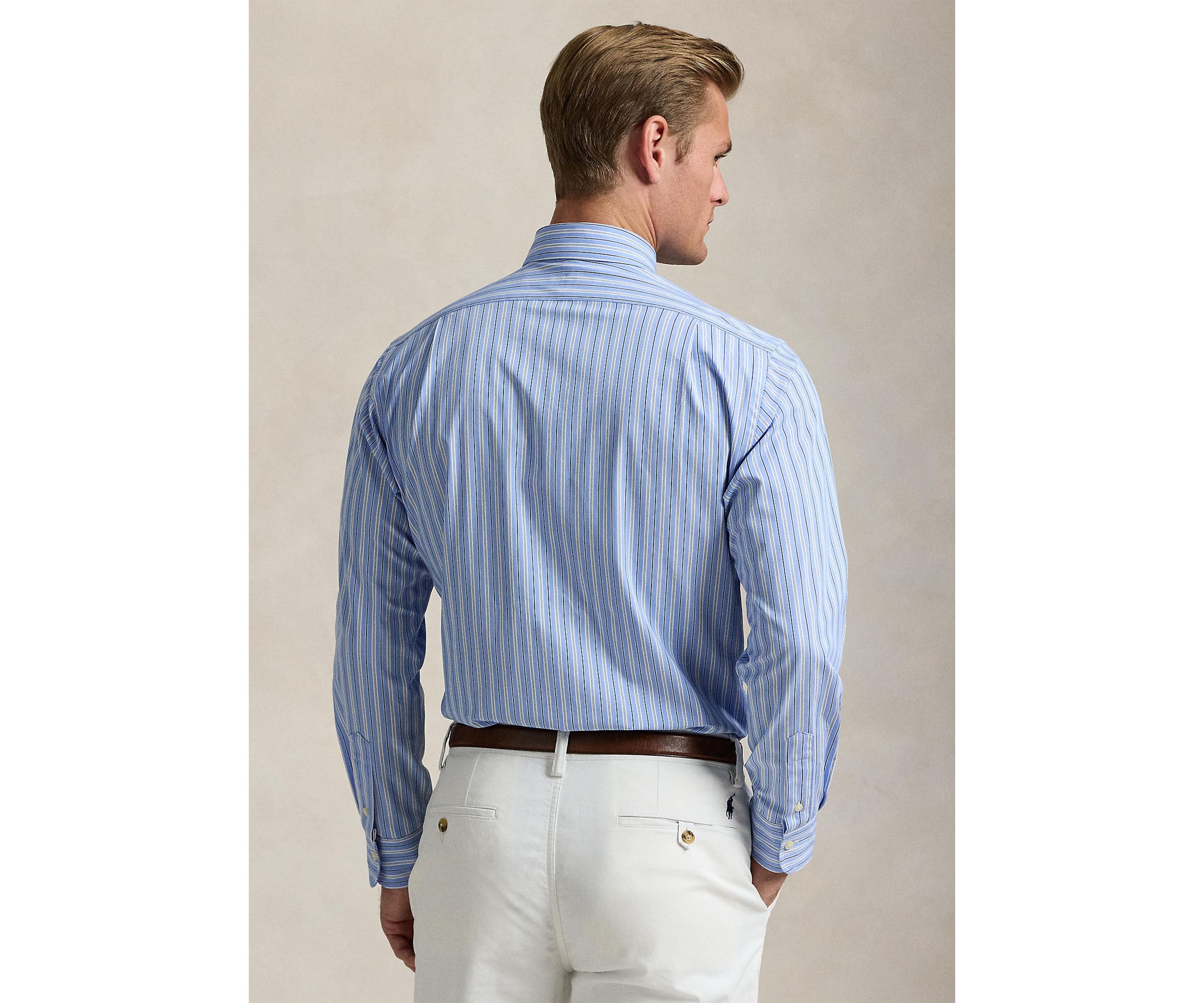 Classic Fit Striped Stretch Poplin Shirt