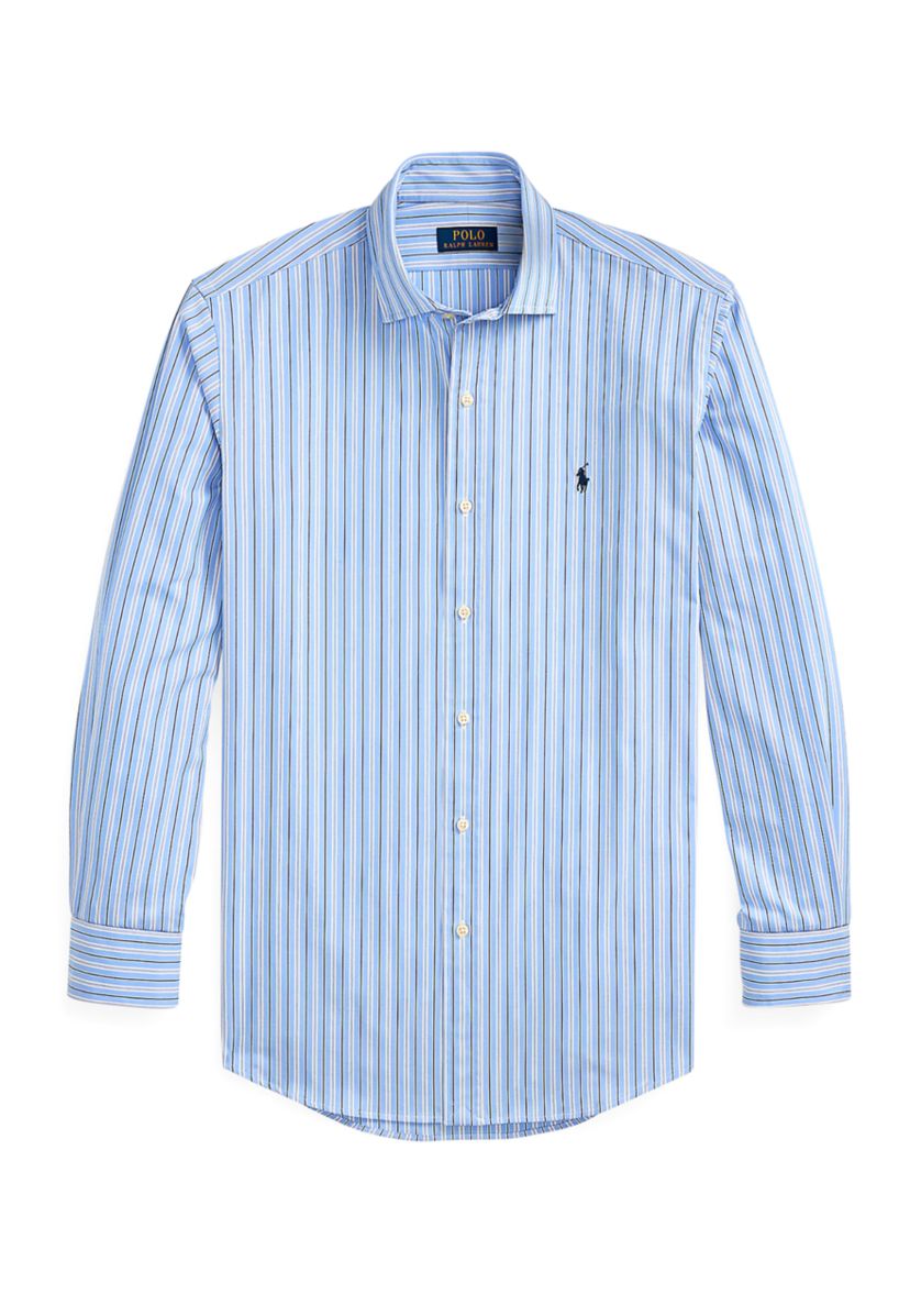 Classic Fit Striped Stretch Poplin Shirt