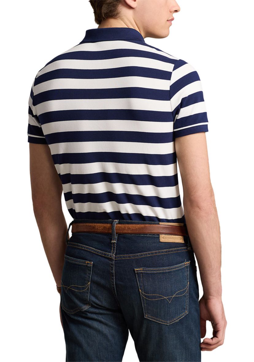 Classic Fit Striped Mesh Polo Shirt