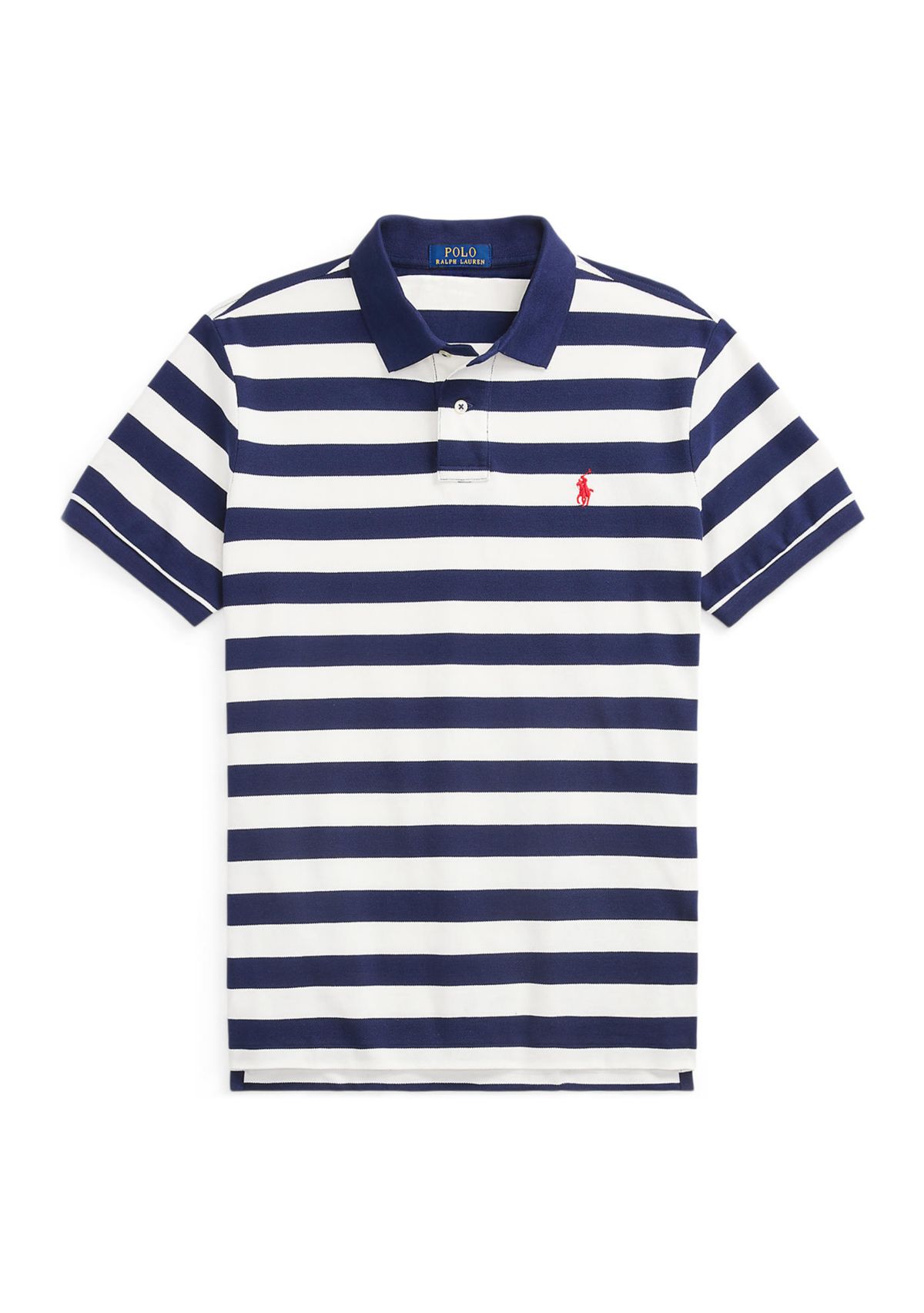 Classic Fit Striped Mesh Polo Shirt