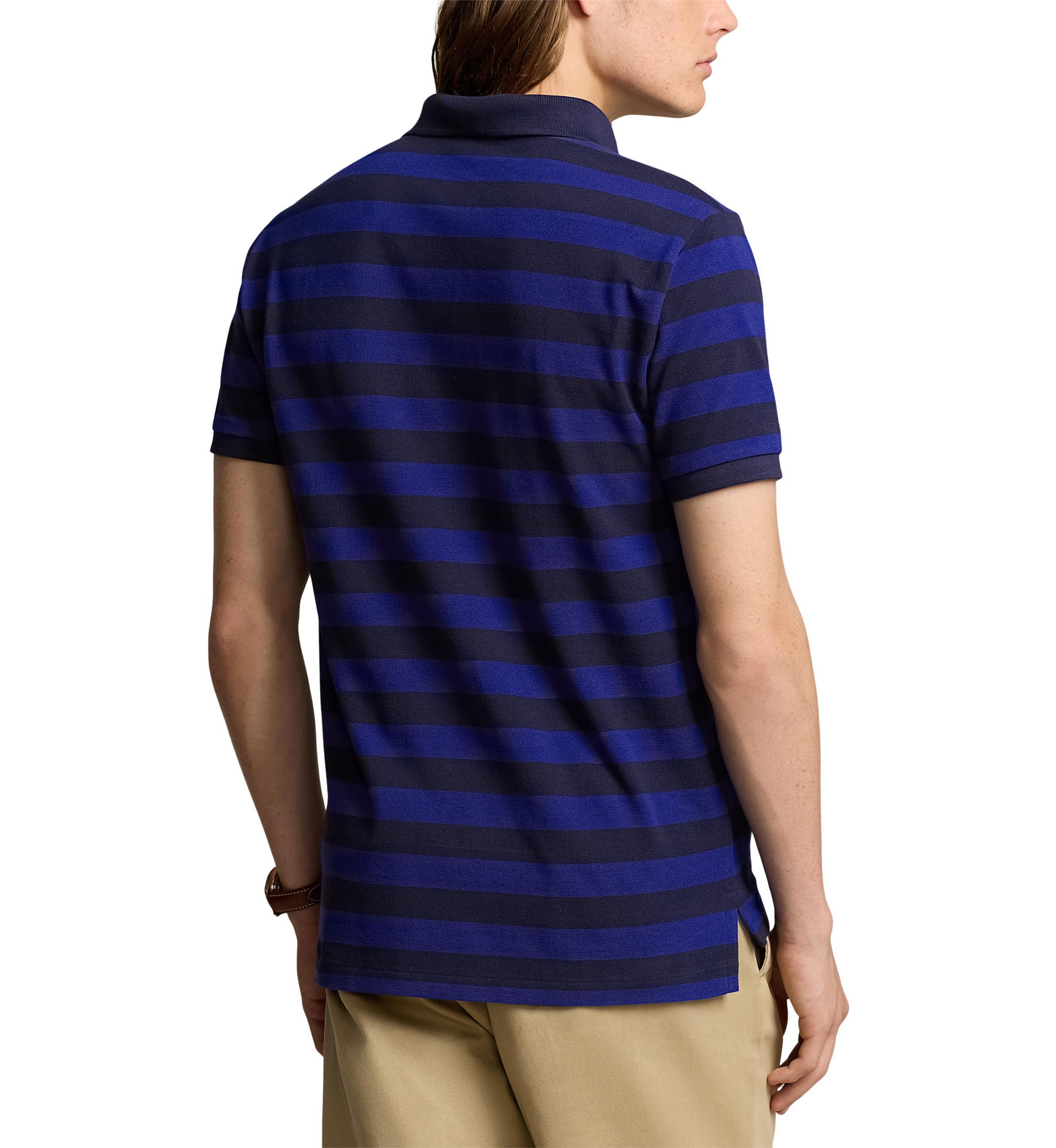 Classic Fit Striped Mesh Polo Shirt