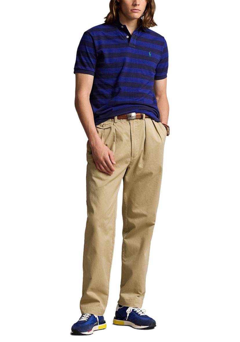 Classic Fit Striped Mesh Polo Shirt