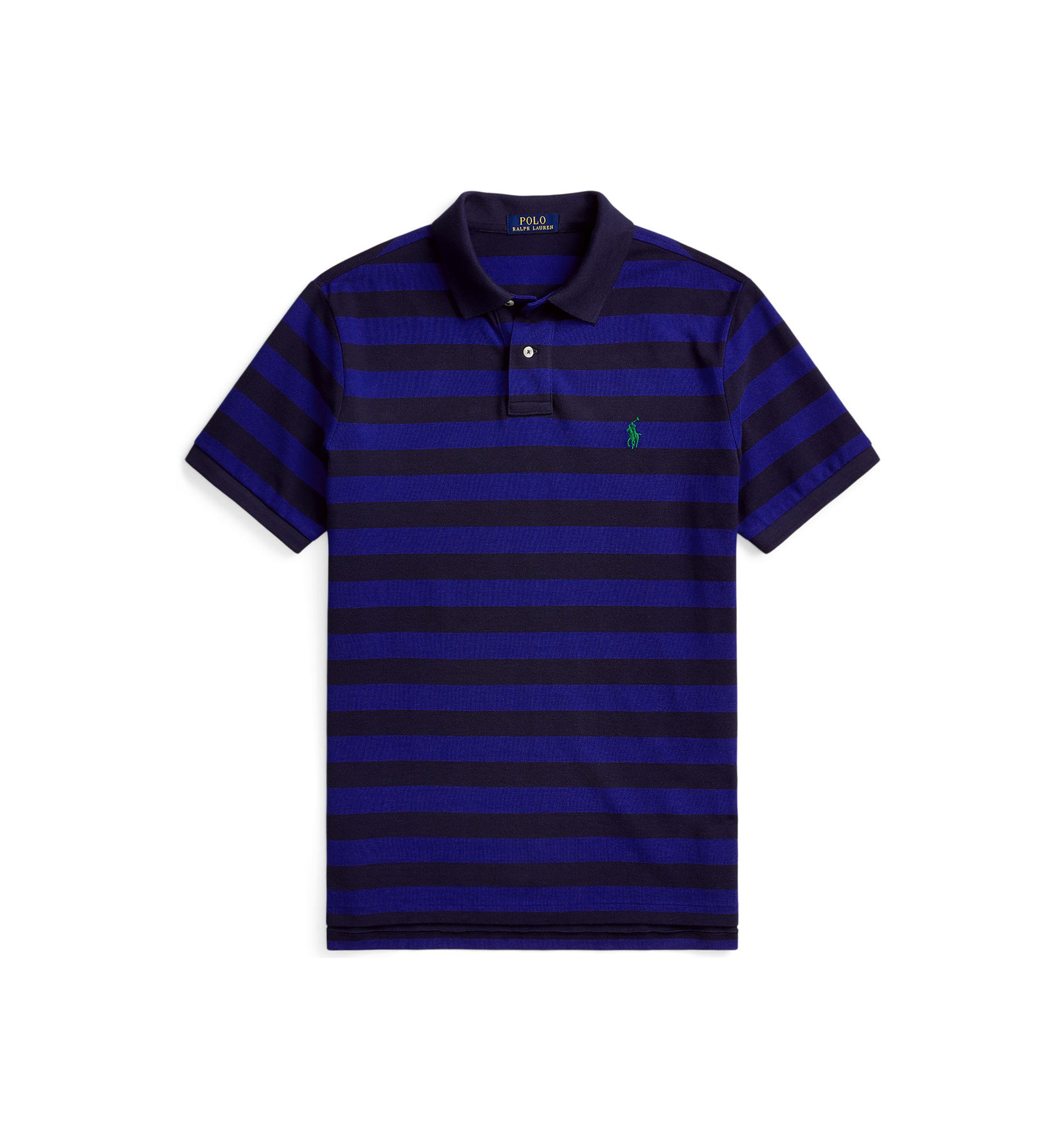Classic Fit Striped Mesh Polo Shirt