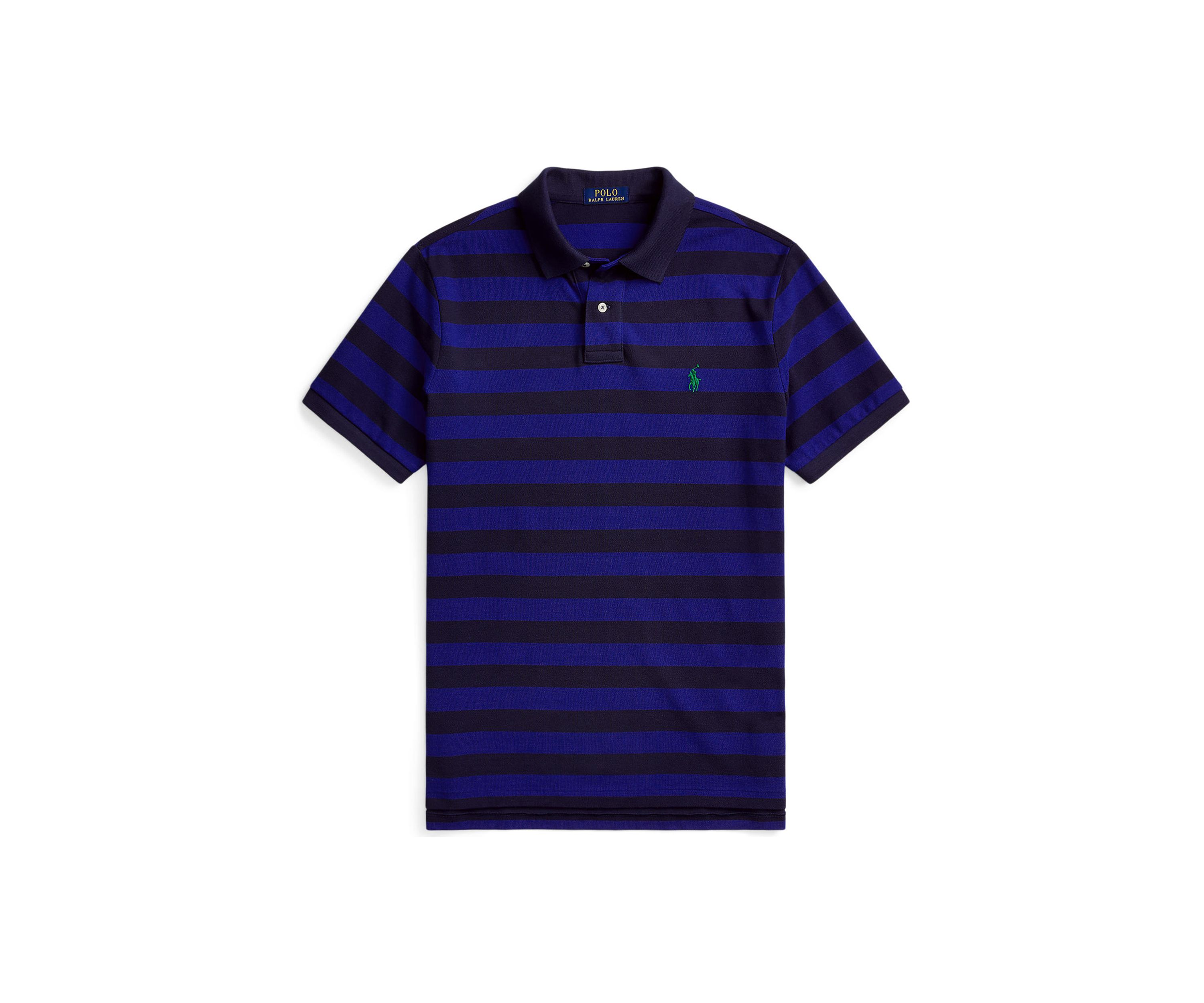 Classic Fit Striped Mesh Polo Shirt