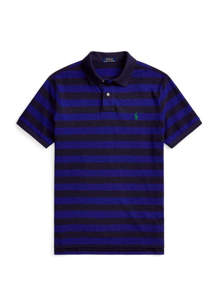 Classic Fit Striped Mesh Polo Shirt