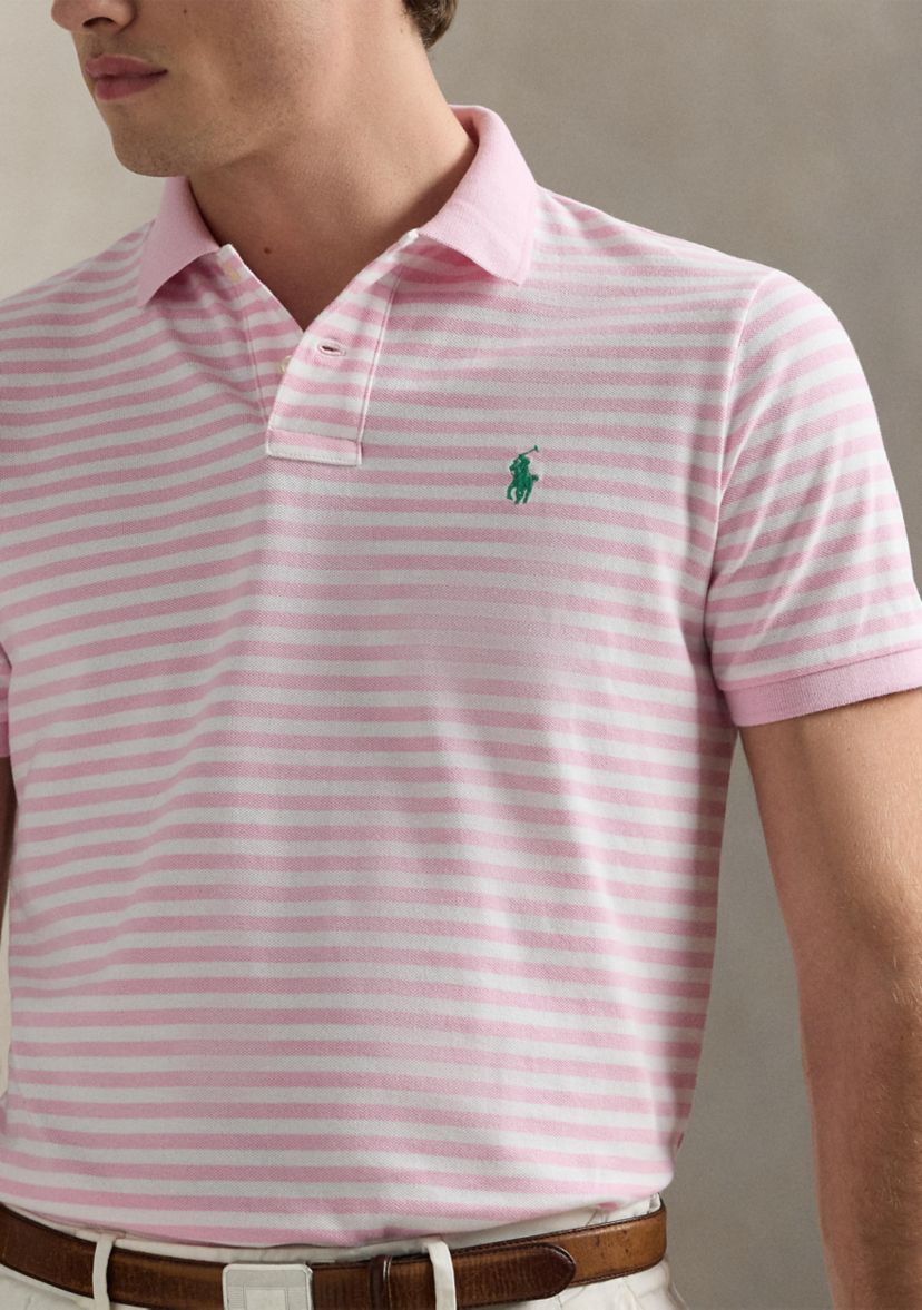 Classic Fit Striped Mesh Polo Shirt