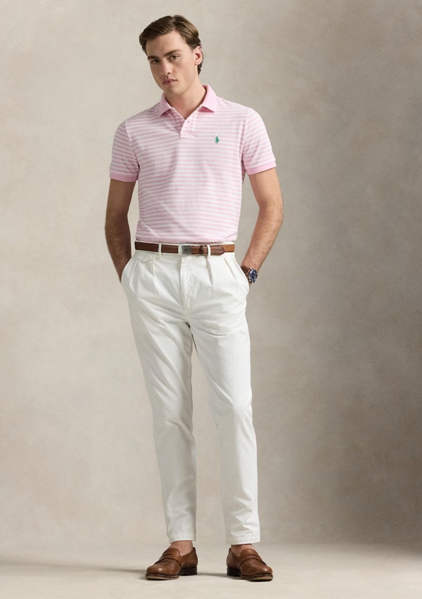 Classic Fit Striped Mesh Polo Shirt