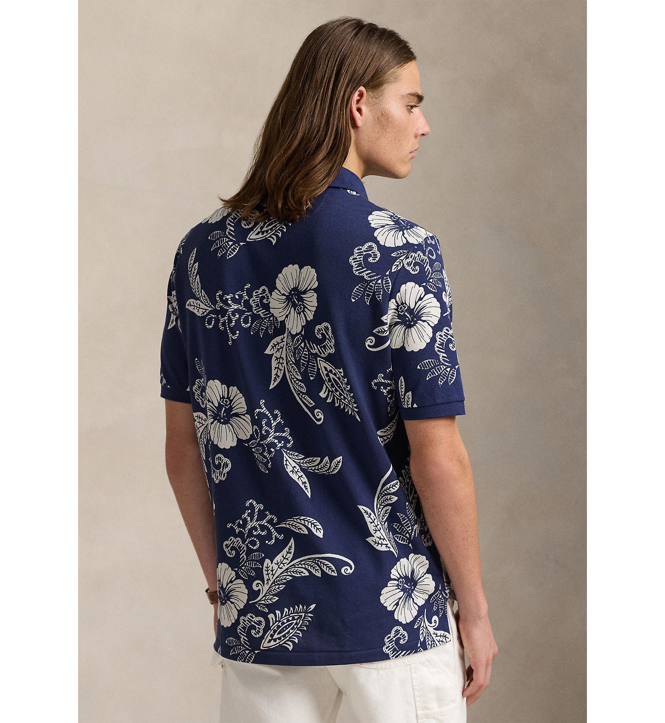 Classic Fit Hibiscus Mesh Polo Shirt