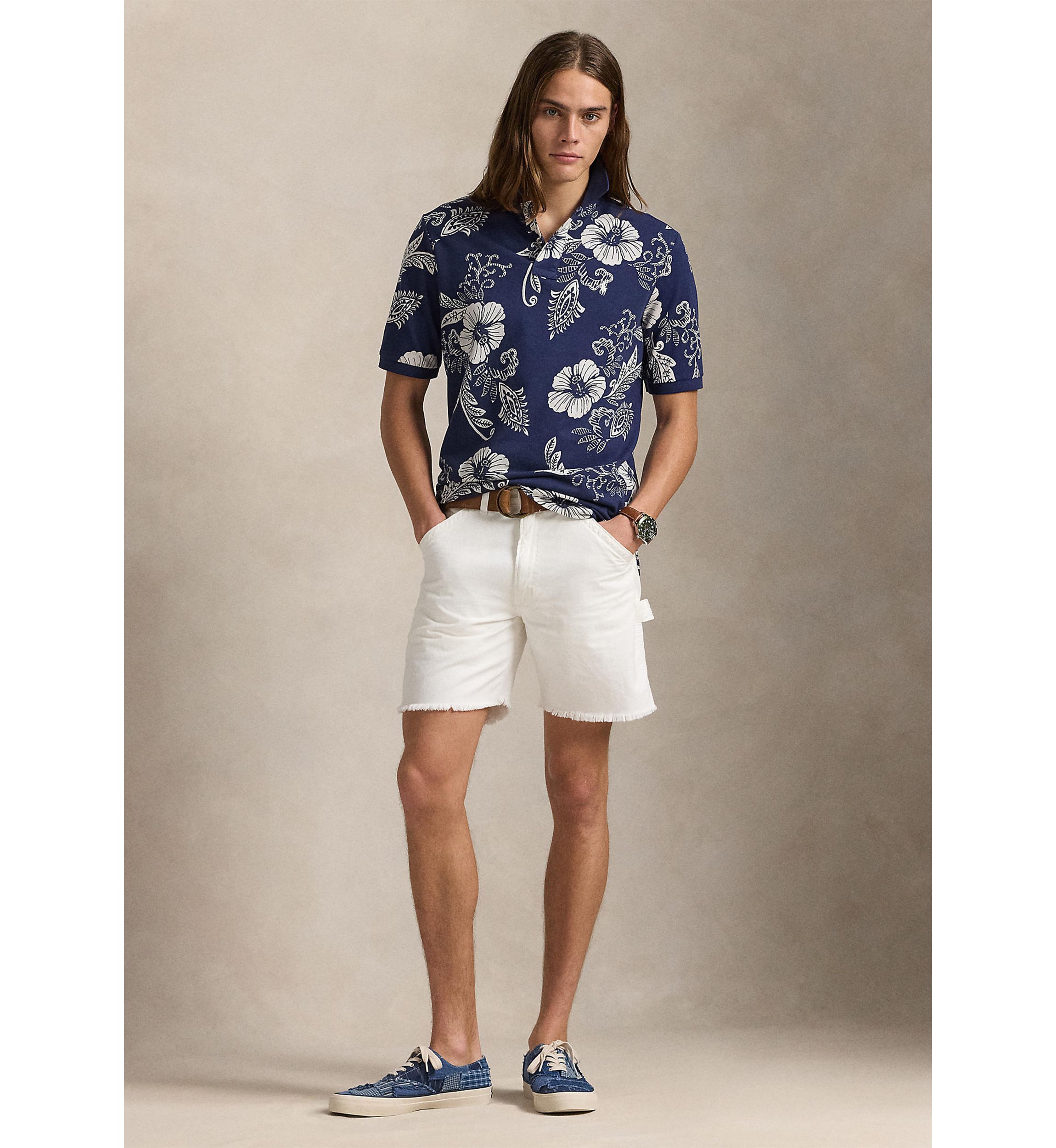 Classic Fit Hibiscus Mesh Polo Shirt