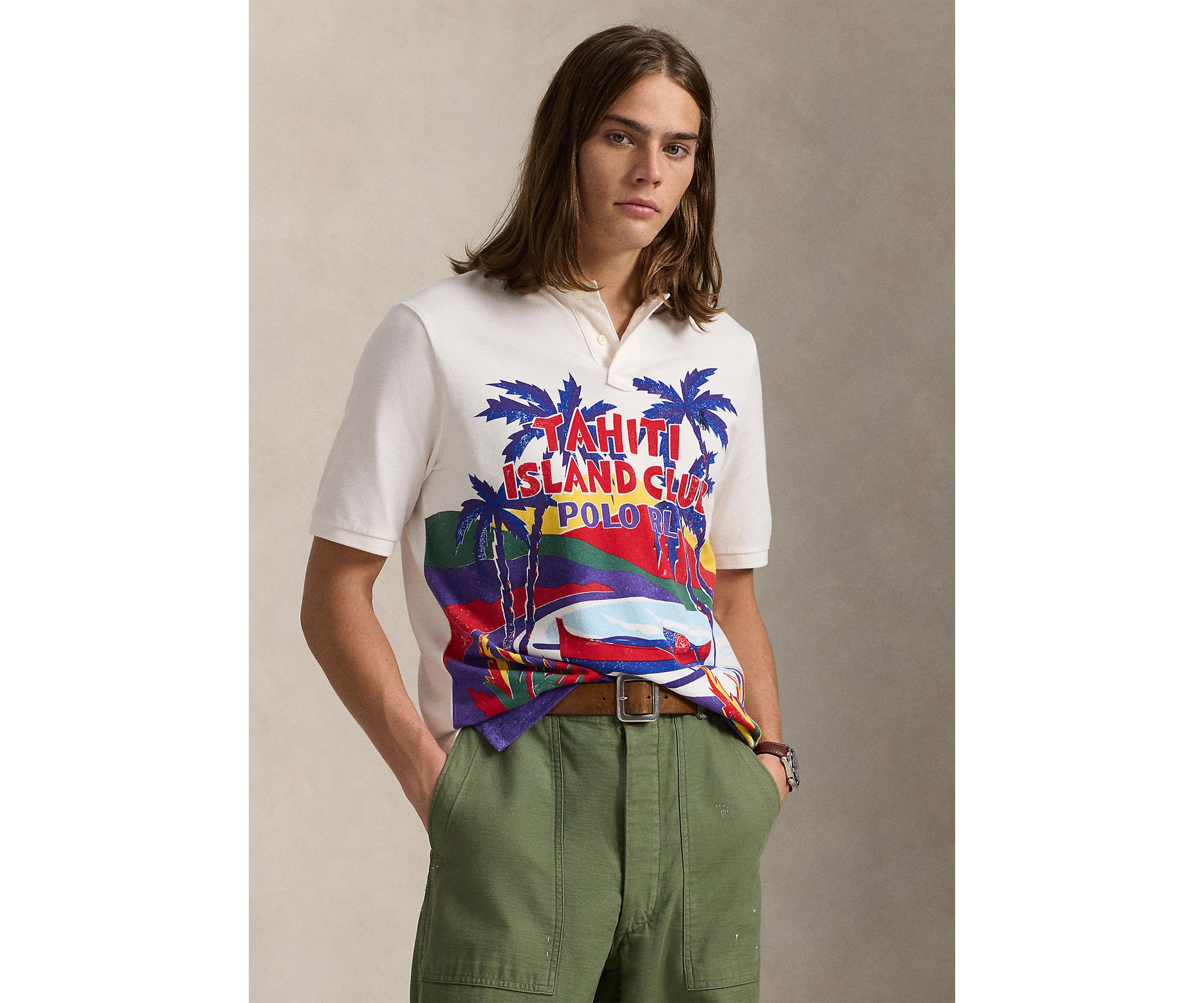 Classic Fit Mesh Graphic Polo Shirt