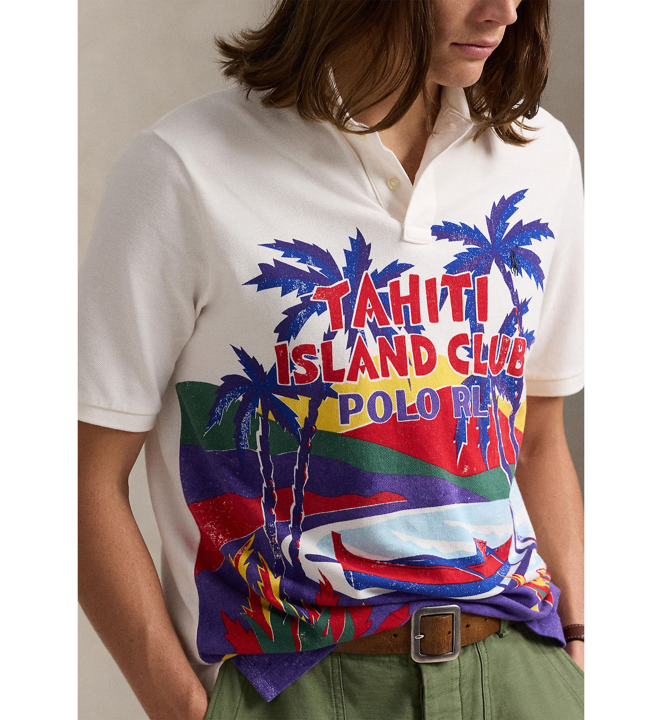 Classic Fit Mesh Graphic Polo Shirt