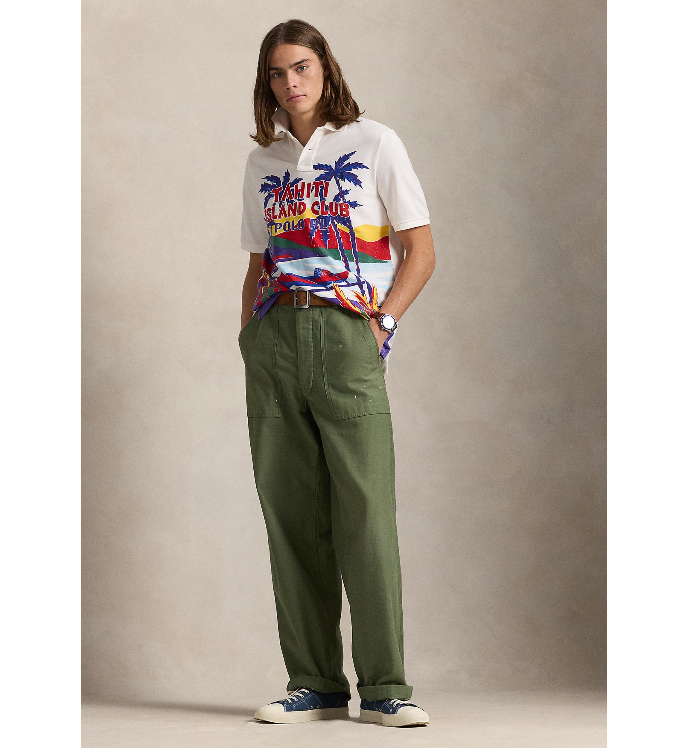 Classic Fit Mesh Graphic Polo Shirt