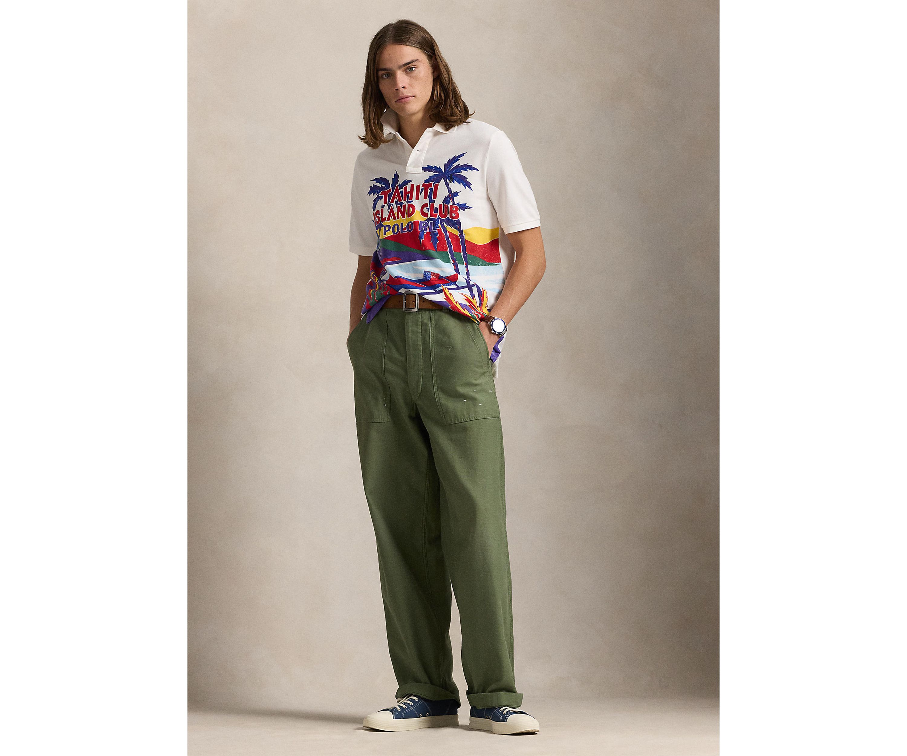 Classic Fit Mesh Graphic Polo Shirt