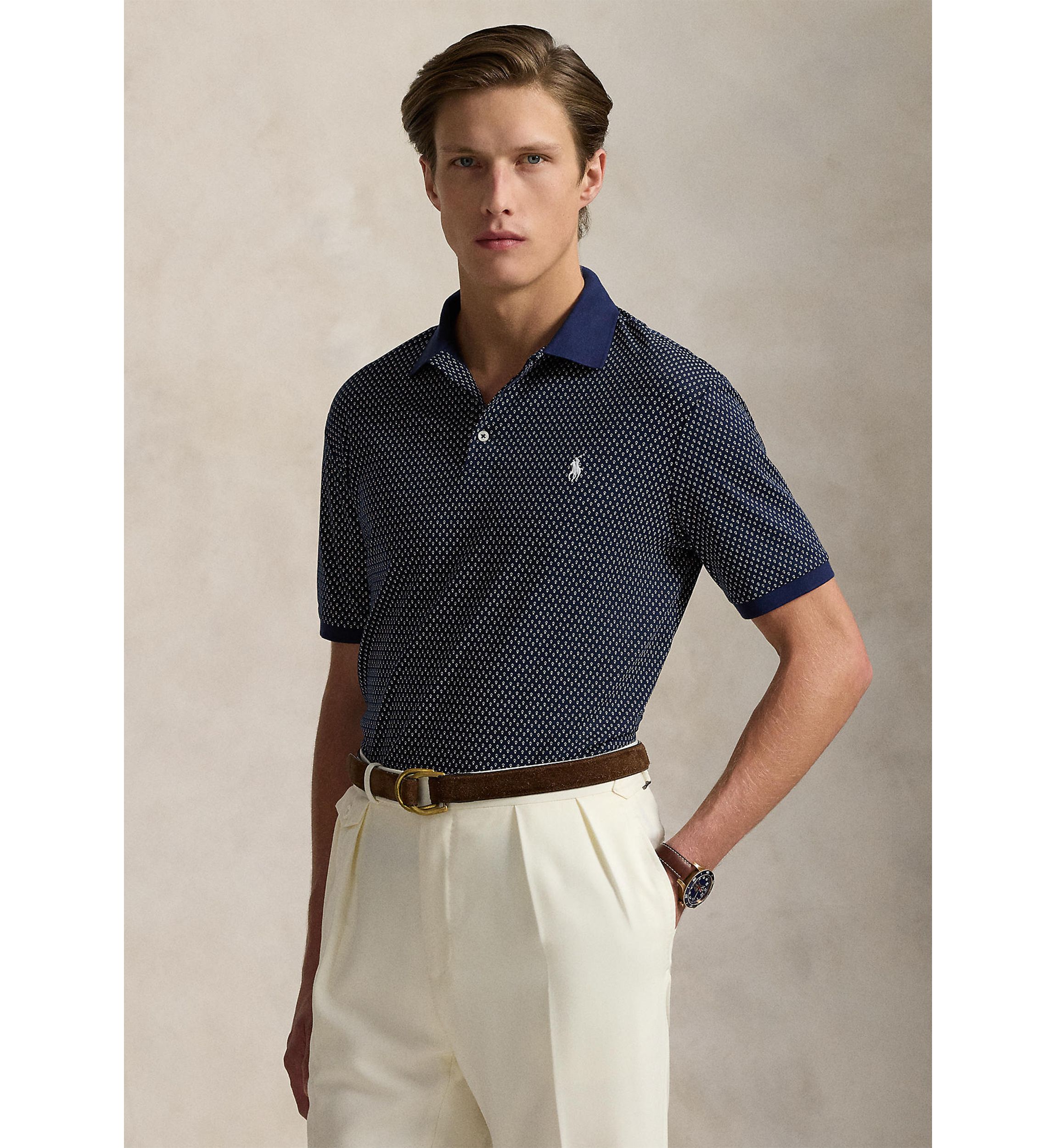 Classic Fit Print Soft Cotton Polo Shirt