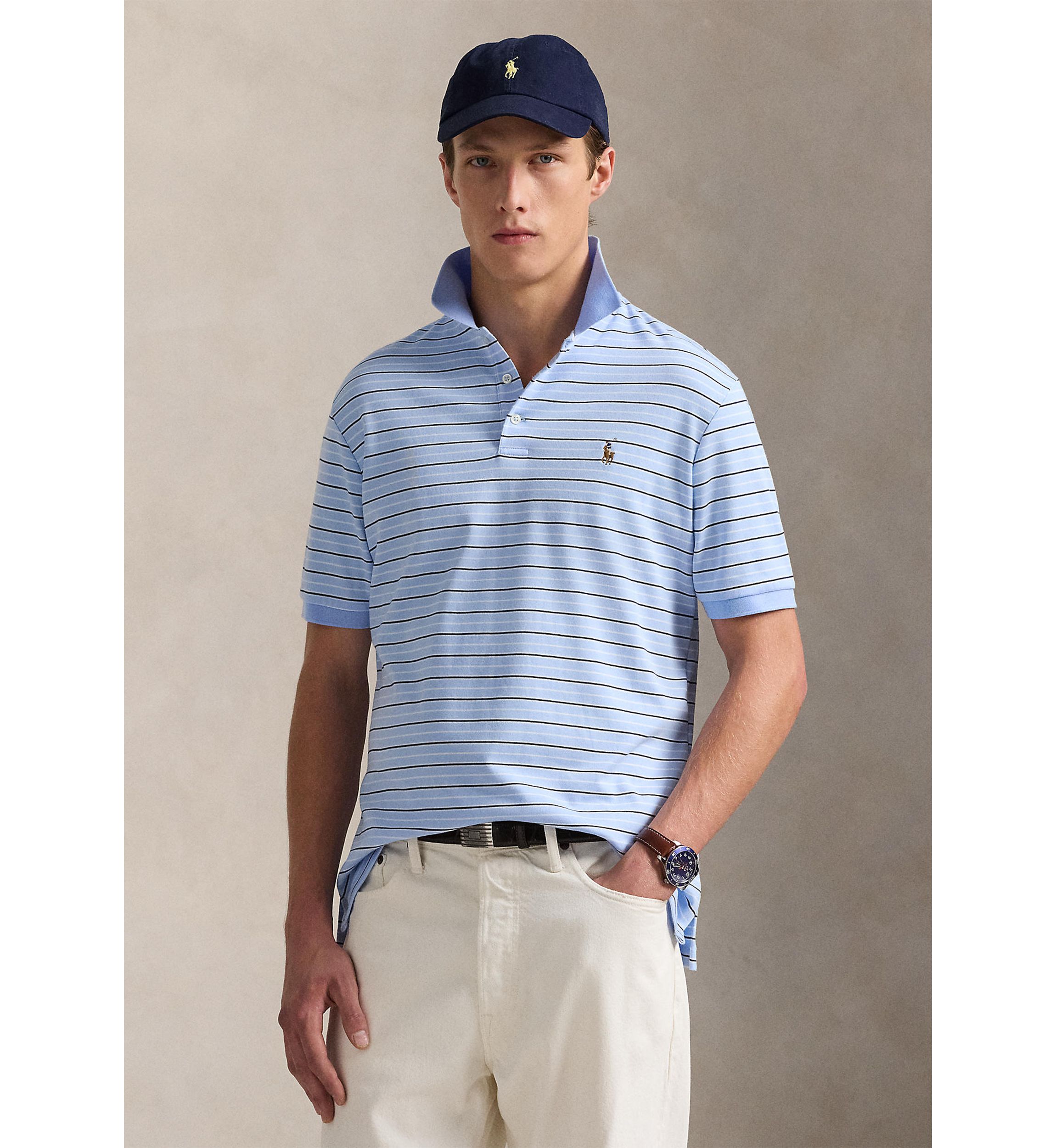 Classic Fit Striped Soft Cotton Polo Shirt