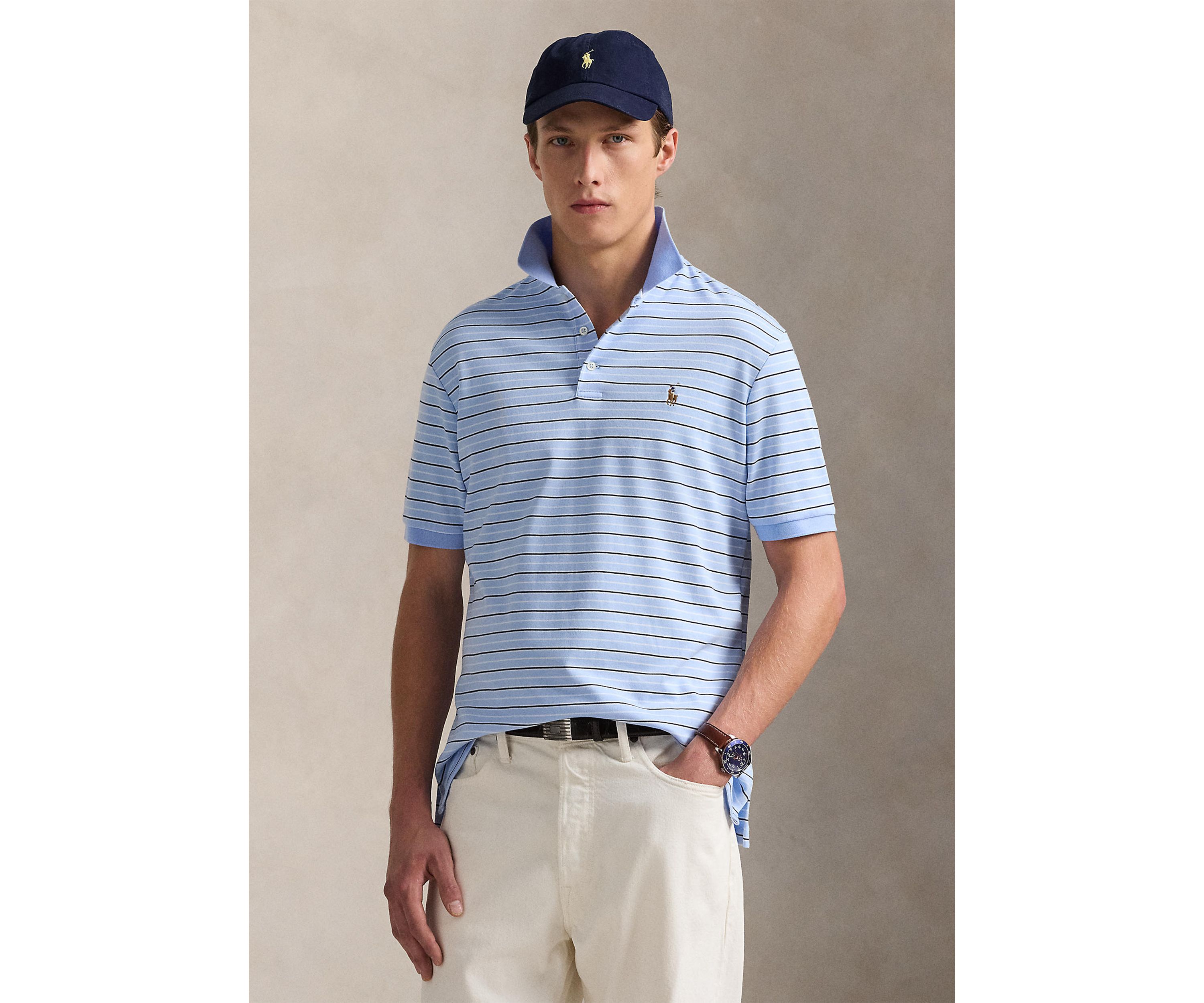 Classic Fit Striped Soft Cotton Polo Shirt