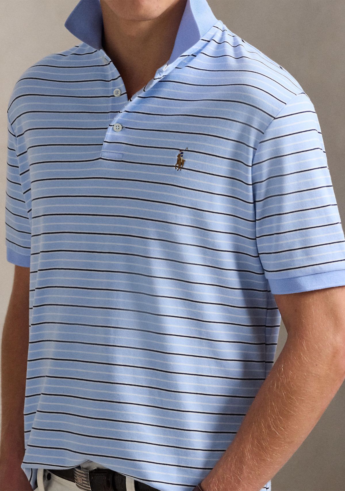 Classic Fit Striped Soft Cotton Polo Shirt
