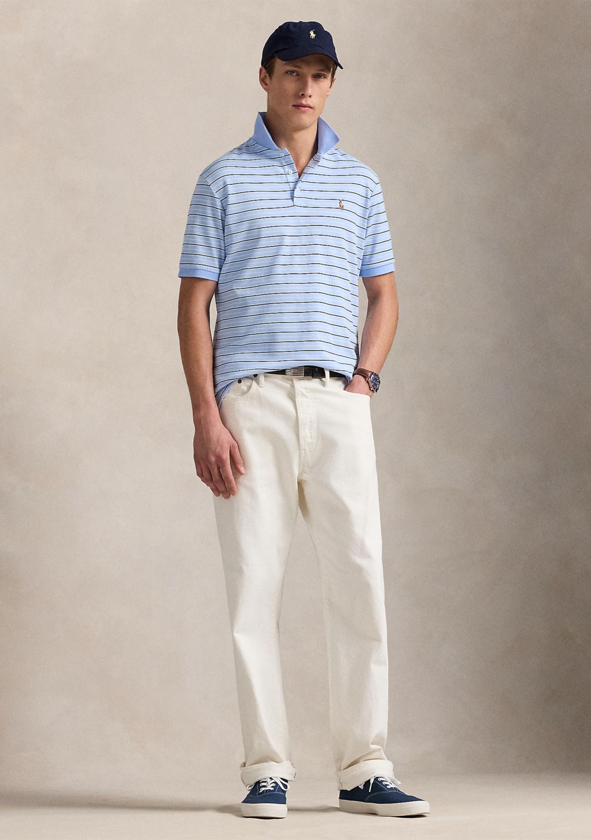 Classic Fit Striped Soft Cotton Polo Shirt