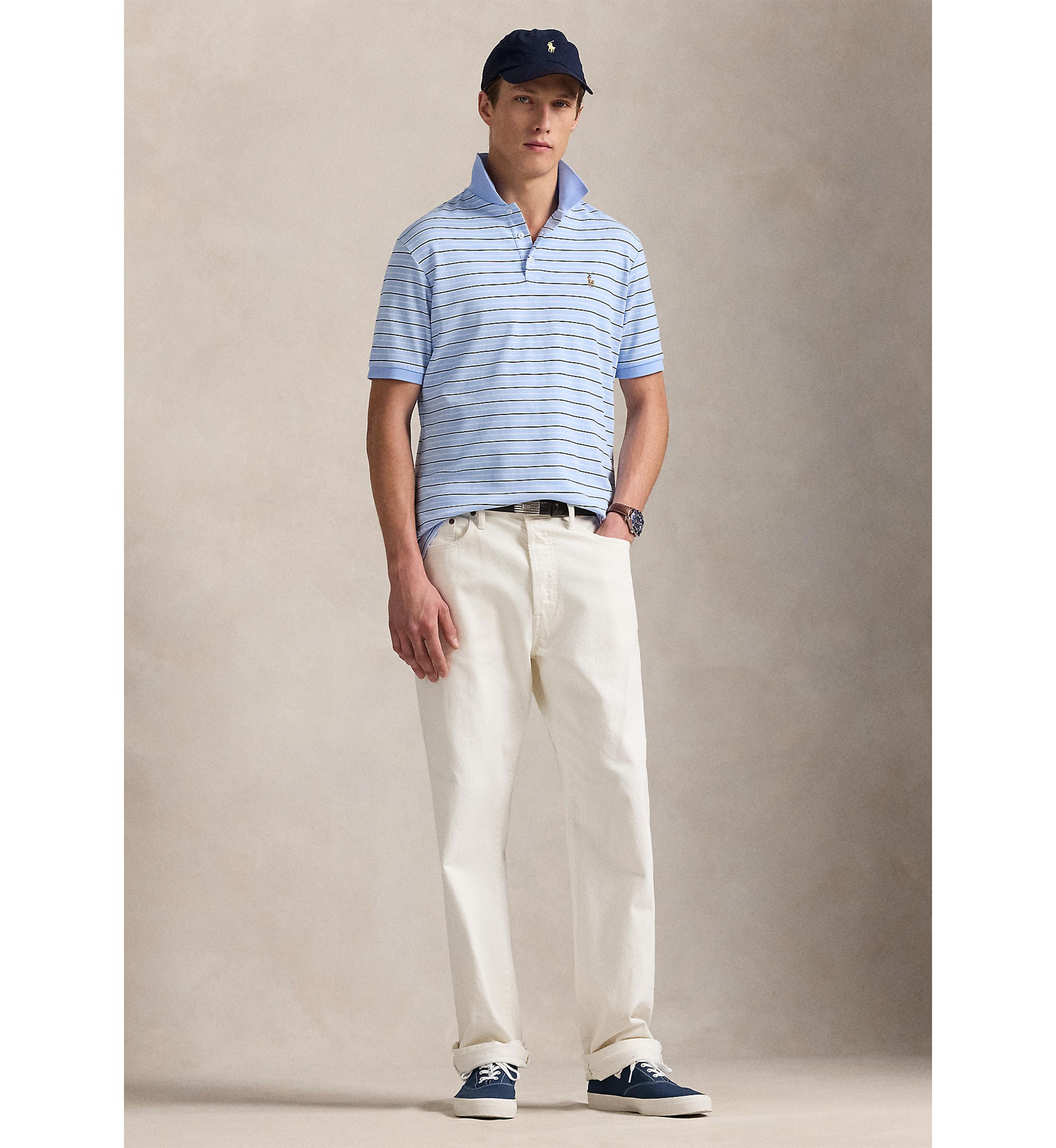 Classic Fit Striped Soft Cotton Polo Shirt